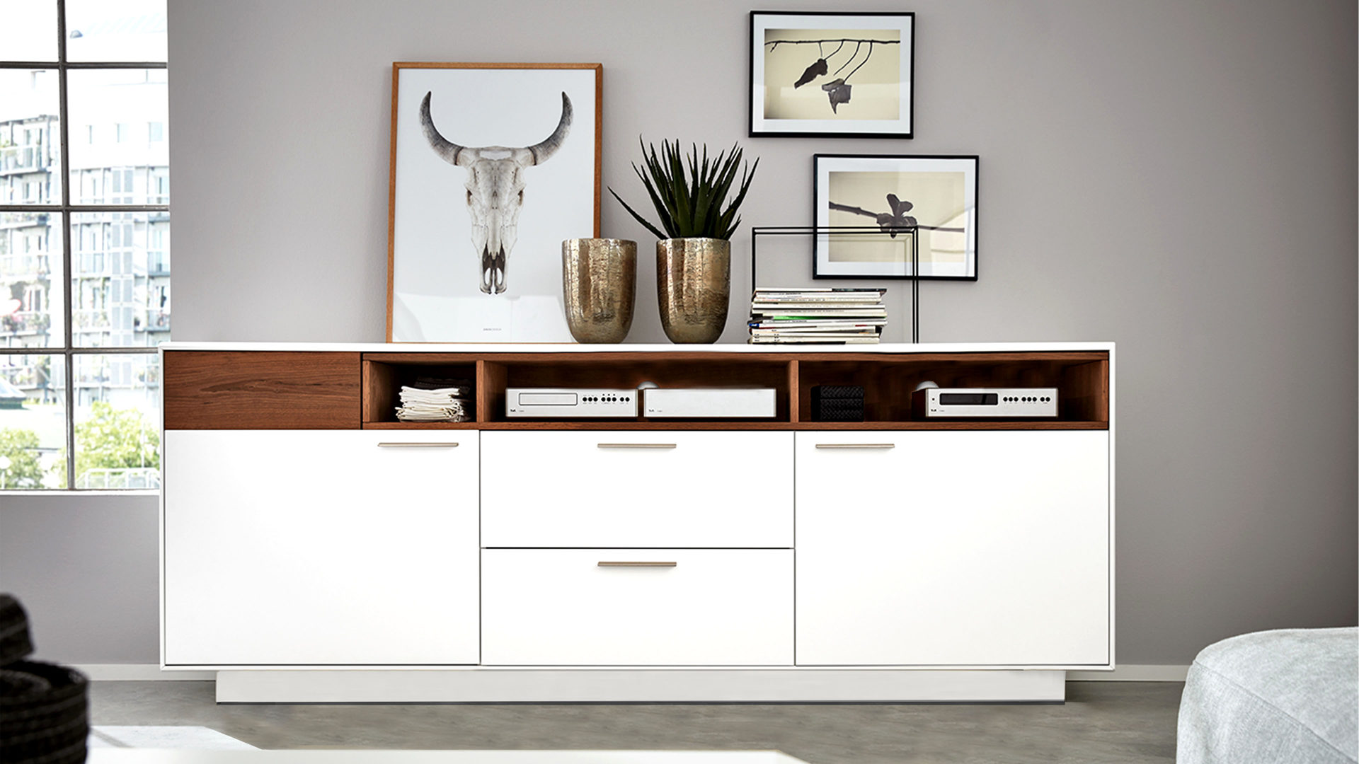 interliving wohnzimmer serie 2102 sideboard 510266 dunkles hoxter paderborn detmold