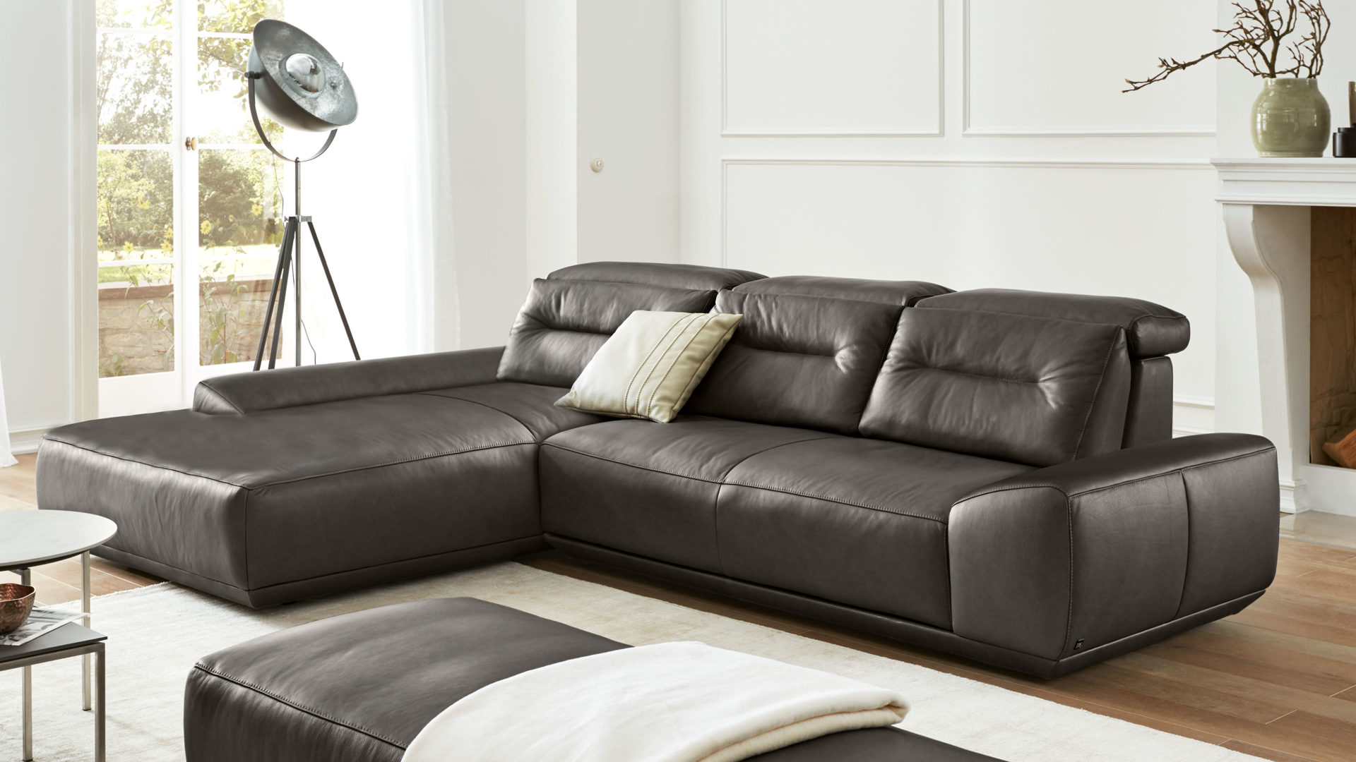 interliving sofa serie 4000 eckkombination graphitfarbenes leder z39 94 hoxter paderborn detmold