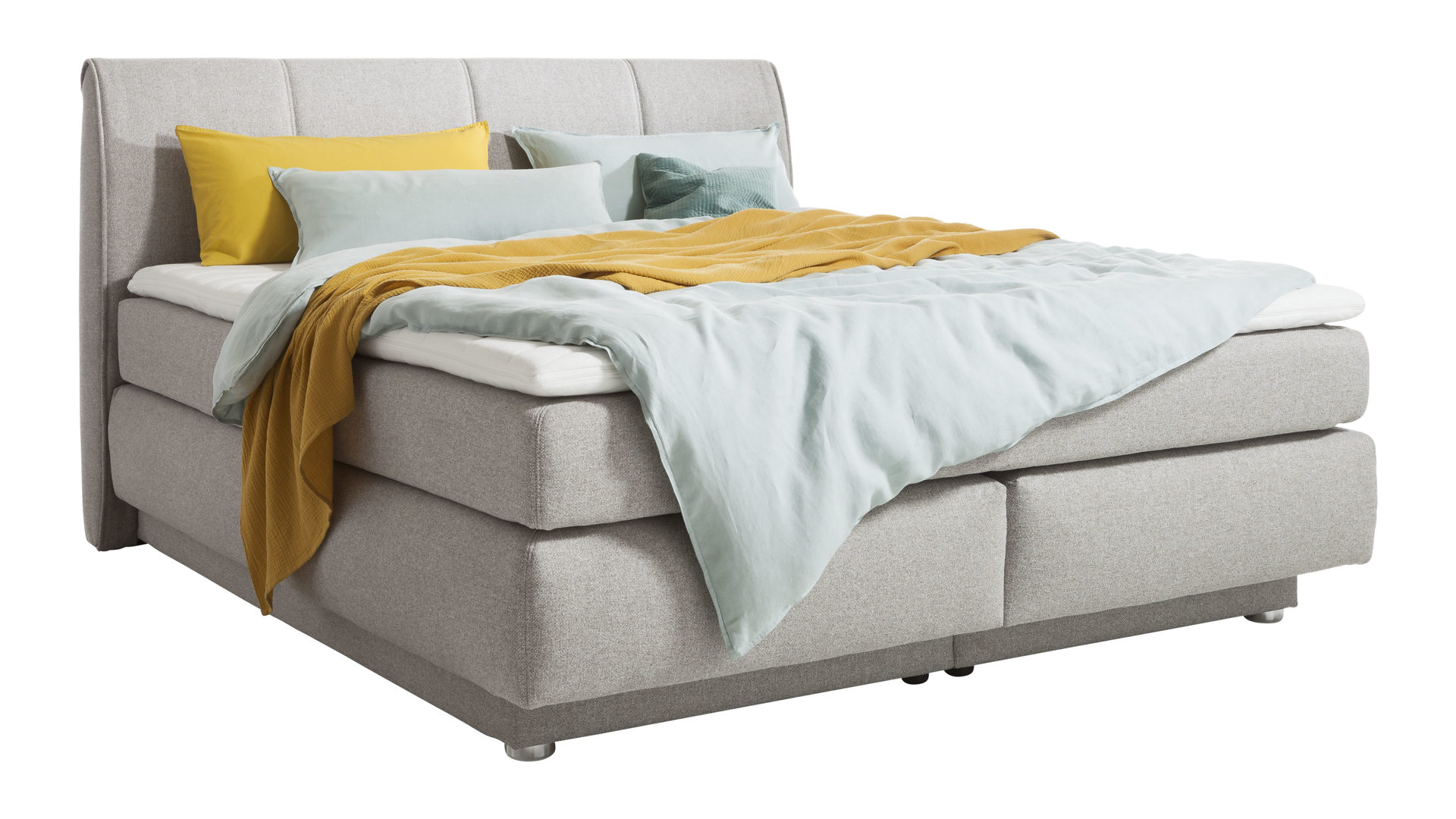 gurur Dini lobi Boxspringbett Carla MIx, beige-graue Chenille – Liegefläche ca. 180 x 200 cm, Höxter, Paderborn, Detmold gurur Dini lobi Boxspringbett Carla MIx, beige-graue Chenille – Liegefläche ca. 180 x 200 cm, Höxter, Paderborn, Detmold