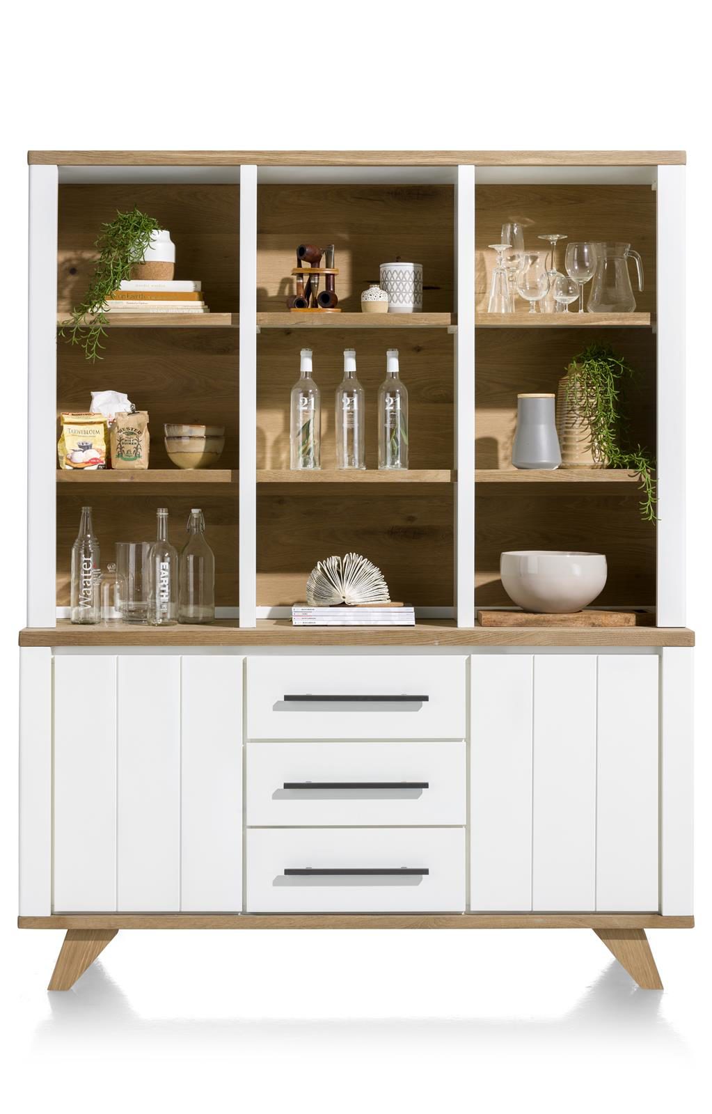 büffetschrank bzw. wohnzimmerschrank, eiche railway mdf weiß
