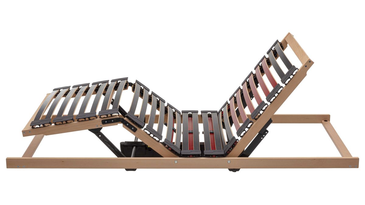 Lattenrost Interliving aus Holz in Holzfarben Interliving Lattenrost Serie 1952 - V6282 zweifach motorisch mit Handschalter – Liegefläche ca. 120 x 200 cm