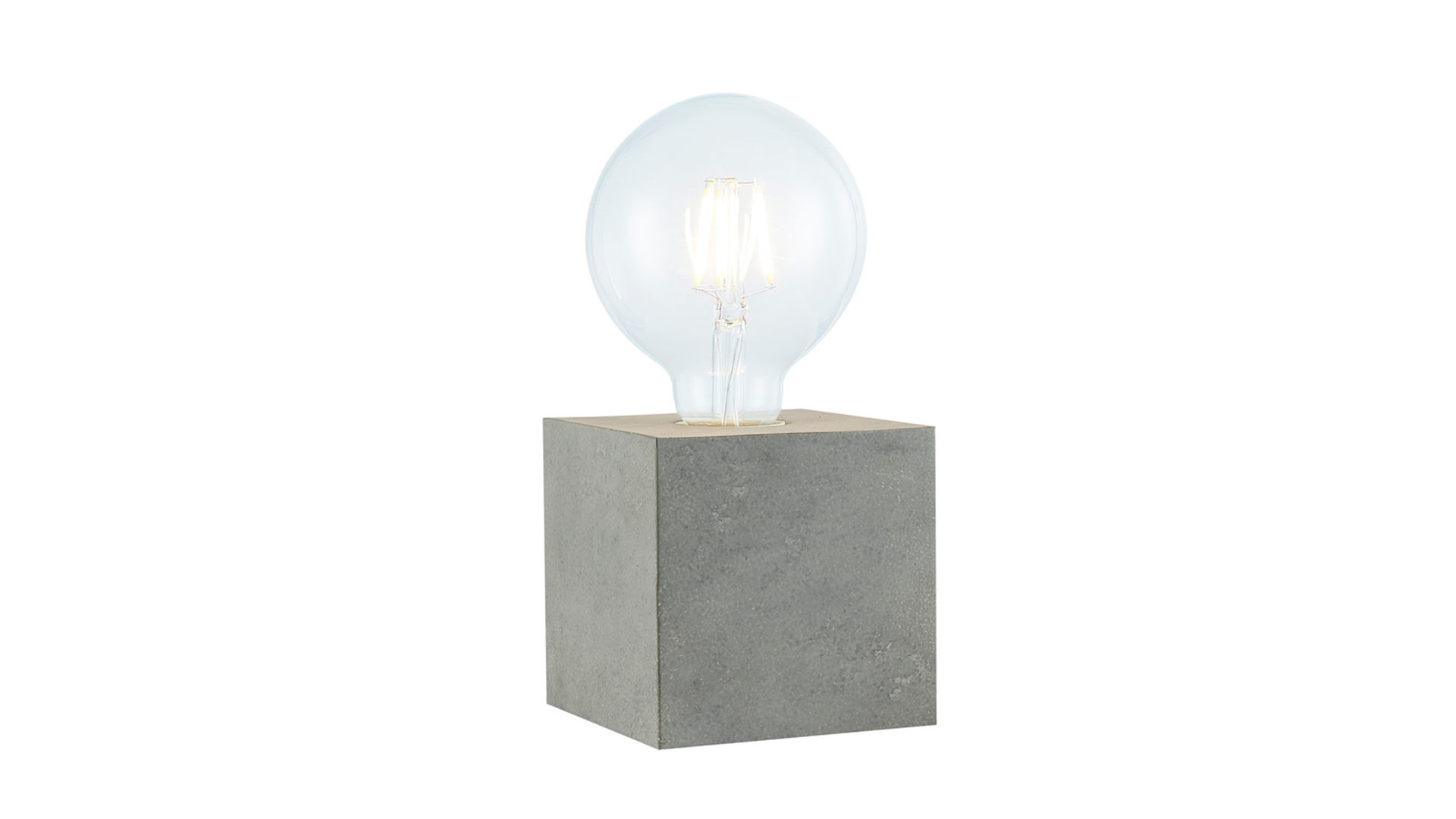 Tischleuchte Art home - nino leuchten aus Holz in Grau Kubische Nino Tischlampe Leonie - Tischlampe betonfarbenes Holz & Klarglas – ca. 10 x 10 cm