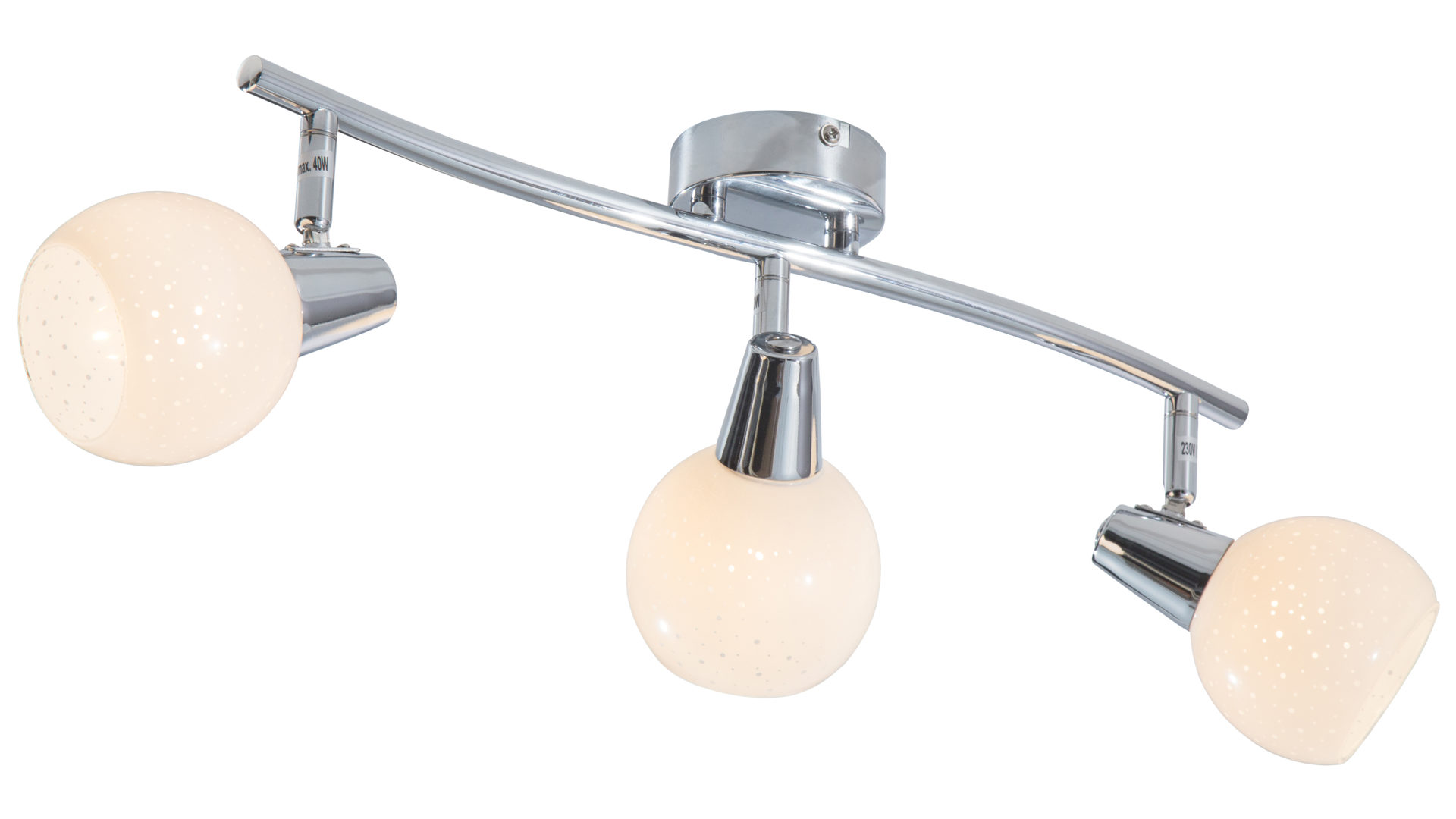 Deckenleuchte Art home - nino leuchten aus Metall in Weiß Nino LED-Spotleuchte Doxy chromfarben & weißes Diamond-Glas – Länge ca. 45 cm