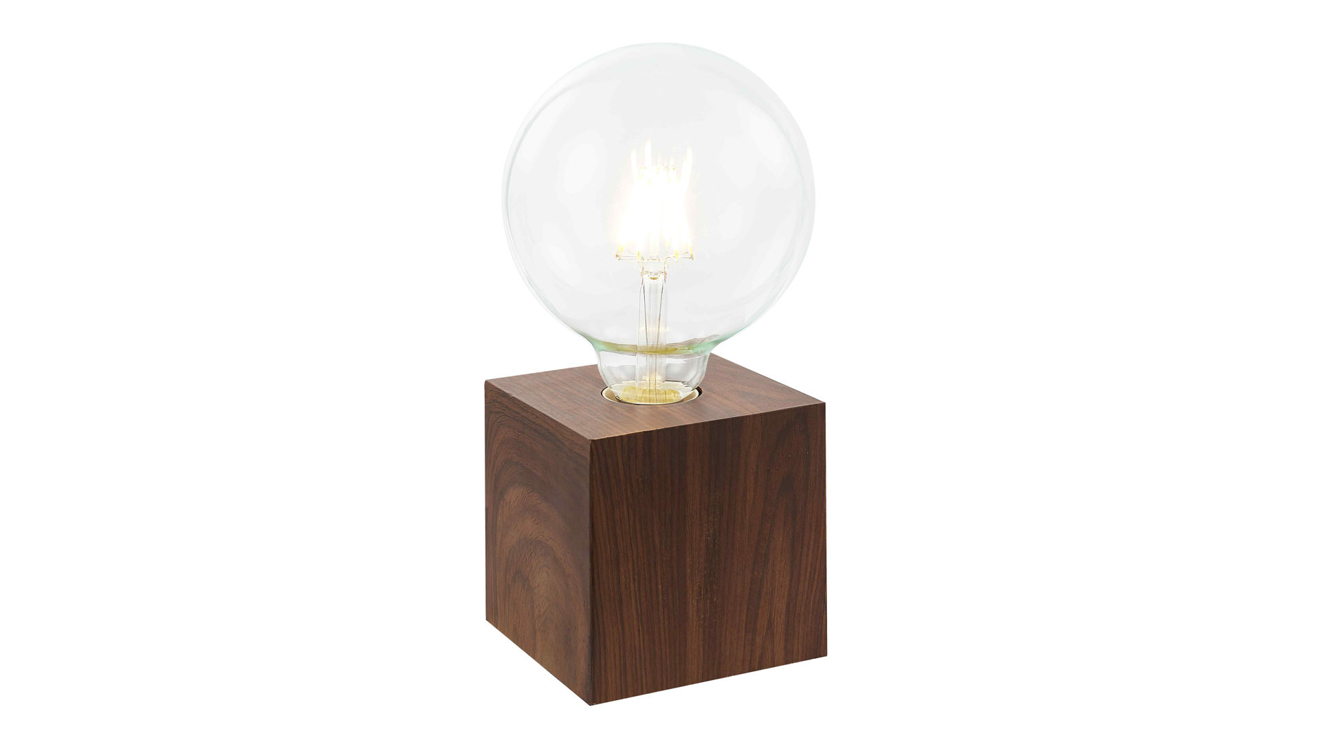 Tischleuchte Art home - nino leuchten aus Metall in Holzfarben Nino Tischleuchte Leonie bzw. Tischlampe dunkel eichefarben & Klarglas - Höhe ca. 10 cm