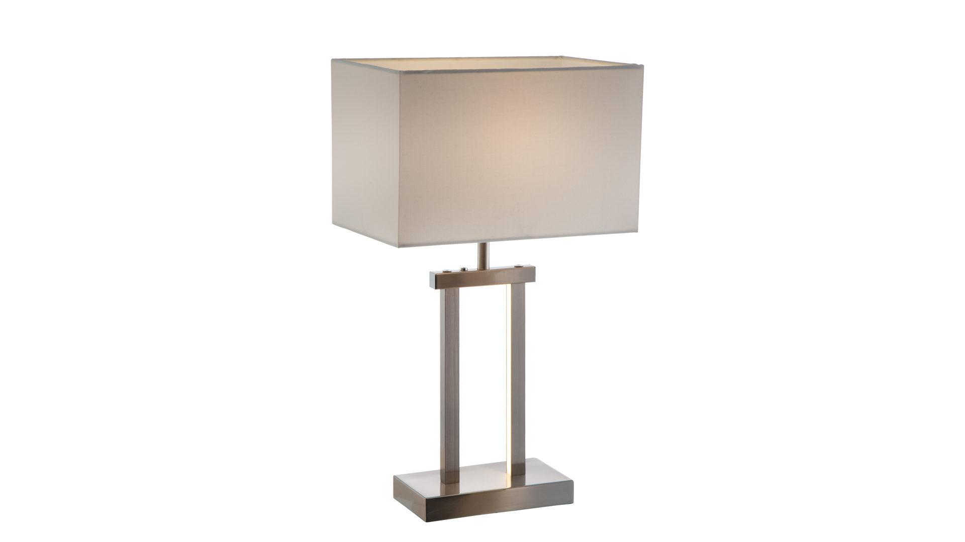 Tischleuchte Art home - nino leuchten aus Metall Stoff in Beige Nino LED-Tischleuchte Sydney Nickel matt & cremefarben – Höhe ca. 54 cm