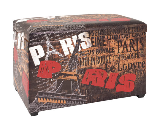 Truhe Haku aus Holz in Mehrfarbig Sitztruhe Moulin Paris – ca. 65 x 40 cm