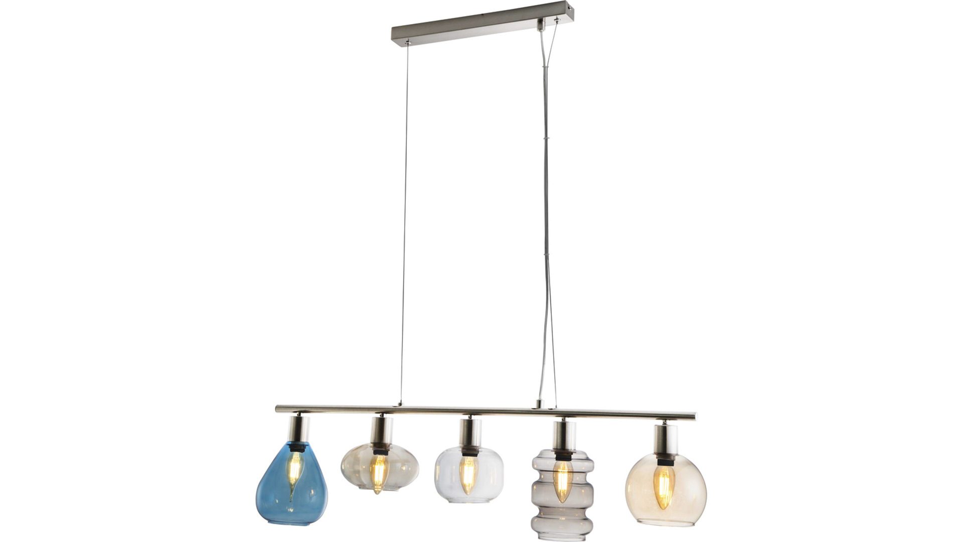 Pendelleuchte Art home - nino leuchten aus Glas in Pastell Nino Hängeleuchte Pesaro Pastellfarben & Nickel – Länge ca. 80 cm