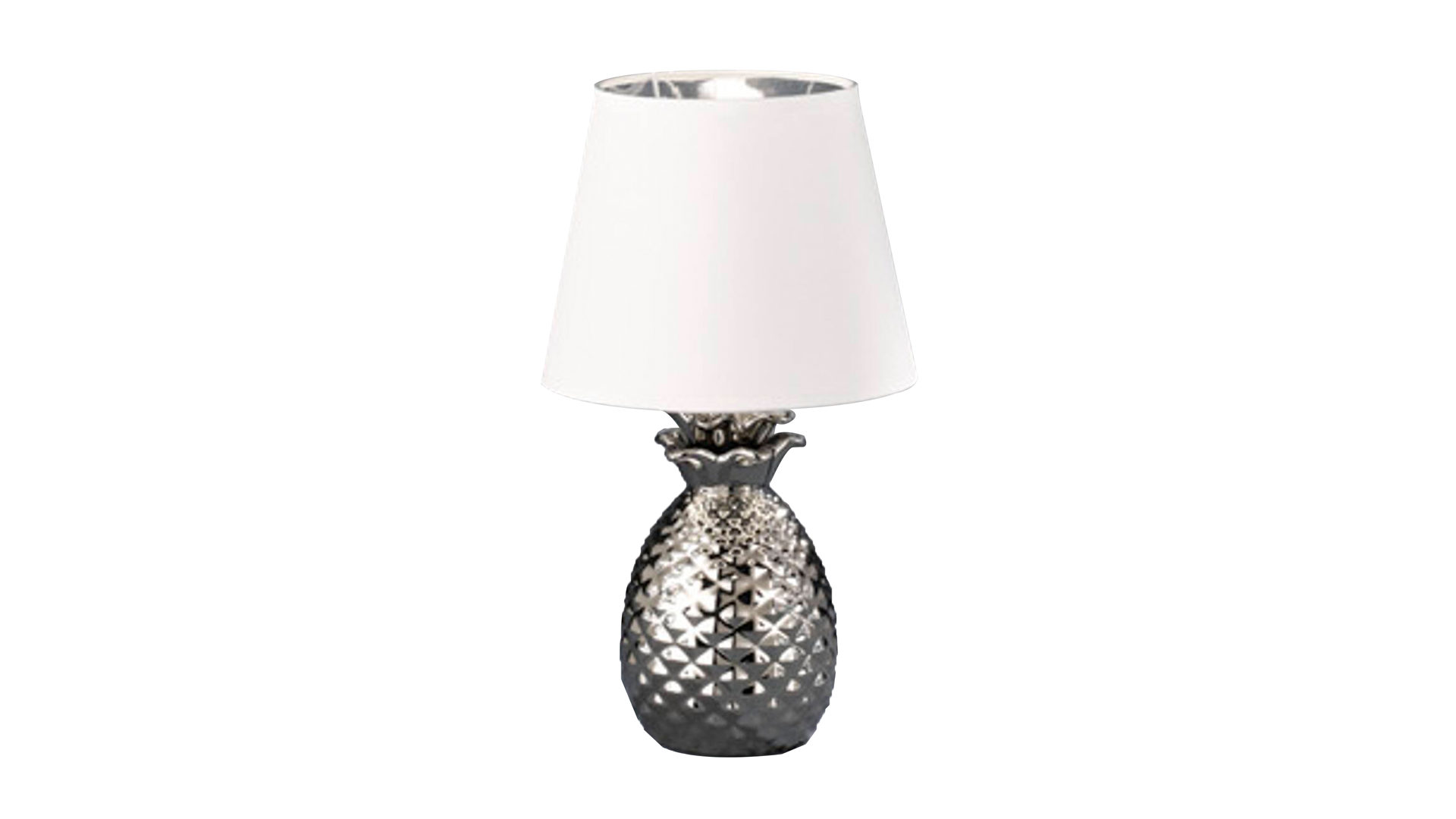 Tischleuchte Reality leuchten aus Stoff in Metallfarben RL Tischleuchte Pineapple silberfarbene Keramik & schwarzer Stoff – Höhe ca. 35 cm