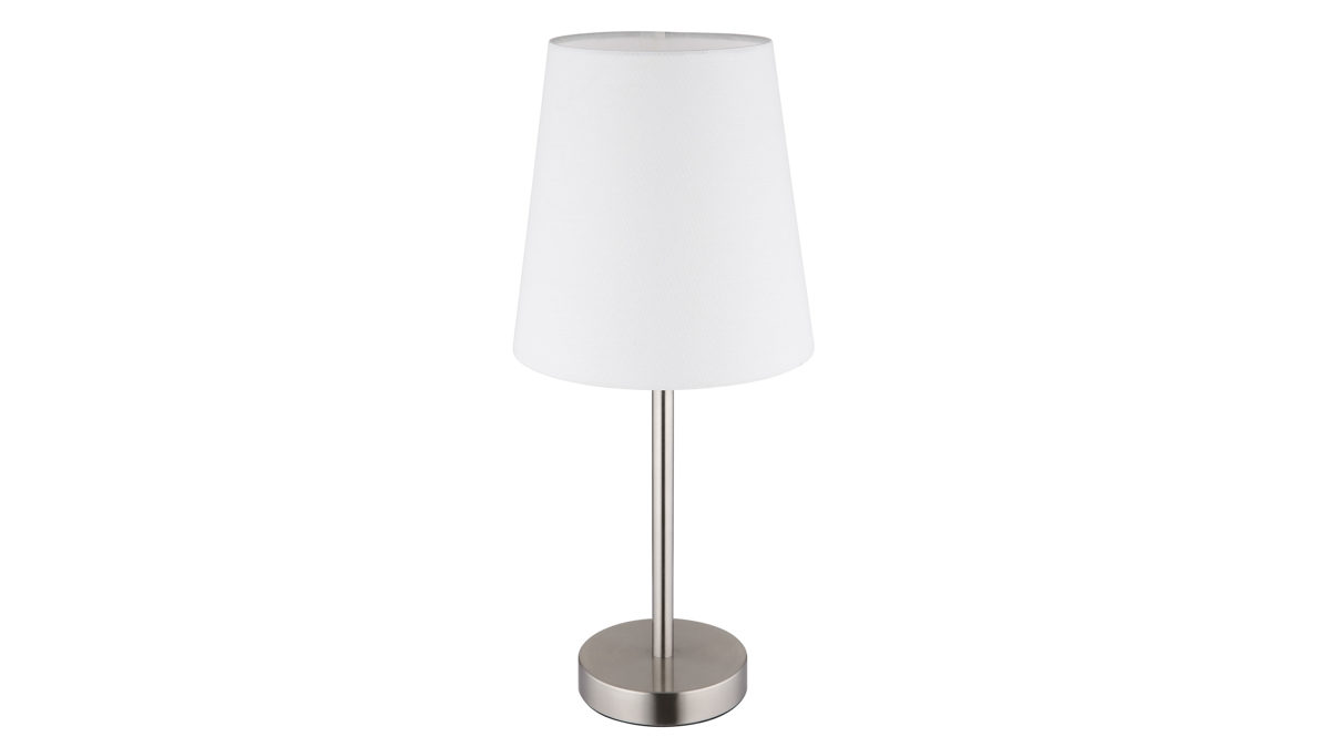 Tischleuchte Globo lighting aus Metall in Metallfarben GLOBO Lampen Serie Joris - Tischlampe Nickel & weißer Lampenschirm - Höhe ca. 45 cm