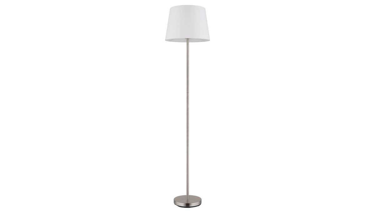 Stehleuchte Globo lighting aus Metall in Metallfarben GLOBO Lampen Serie Joris - Stehlampe Nickel & weißer Lampenschirm - Höhe ca. 151 cm