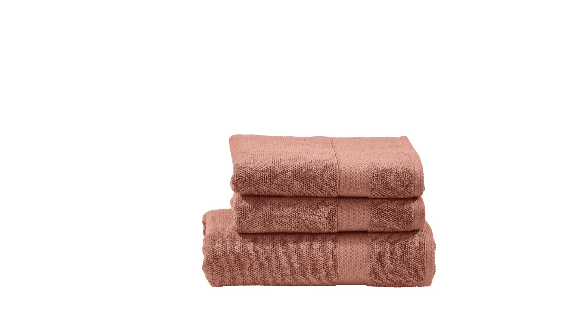 Handtuch-Set Done.® aus Stoff in Orange done.® Handtuch-Set Deluxe - Heimtextilien wüstensandfarbene Baumwolle  – dreiteilig