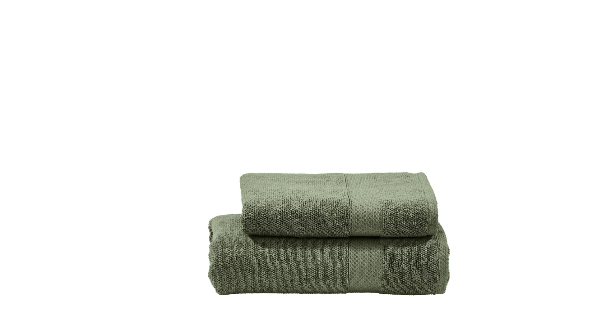 Handtuch-Set Done® be different aus Stoff in Dunkelgrün DONE® Handtuch-Set Deluxe für Ihre Heimtextilien khakifarbene Baumwolle – zweiteilig