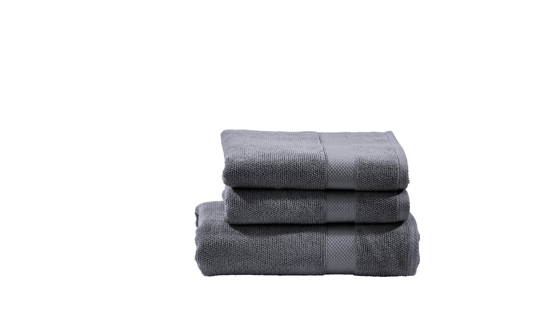 Handtuch-Set Done® be different aus Stoff in Anthrazit DONE® Handtuch-Set Deluxe anthrazitfarbene Baumwolle  – dreiteilig