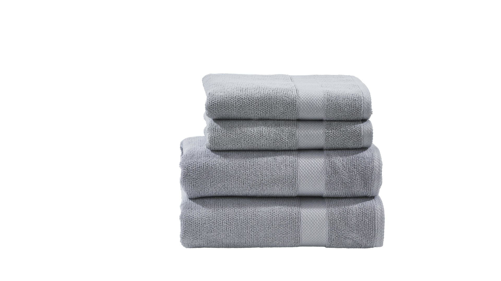 Handtuch-Set Done.® aus Stoff in Hellgrau done.® Handtuch-Set Deluxe silberfarbene Baumwolle – vierteilig