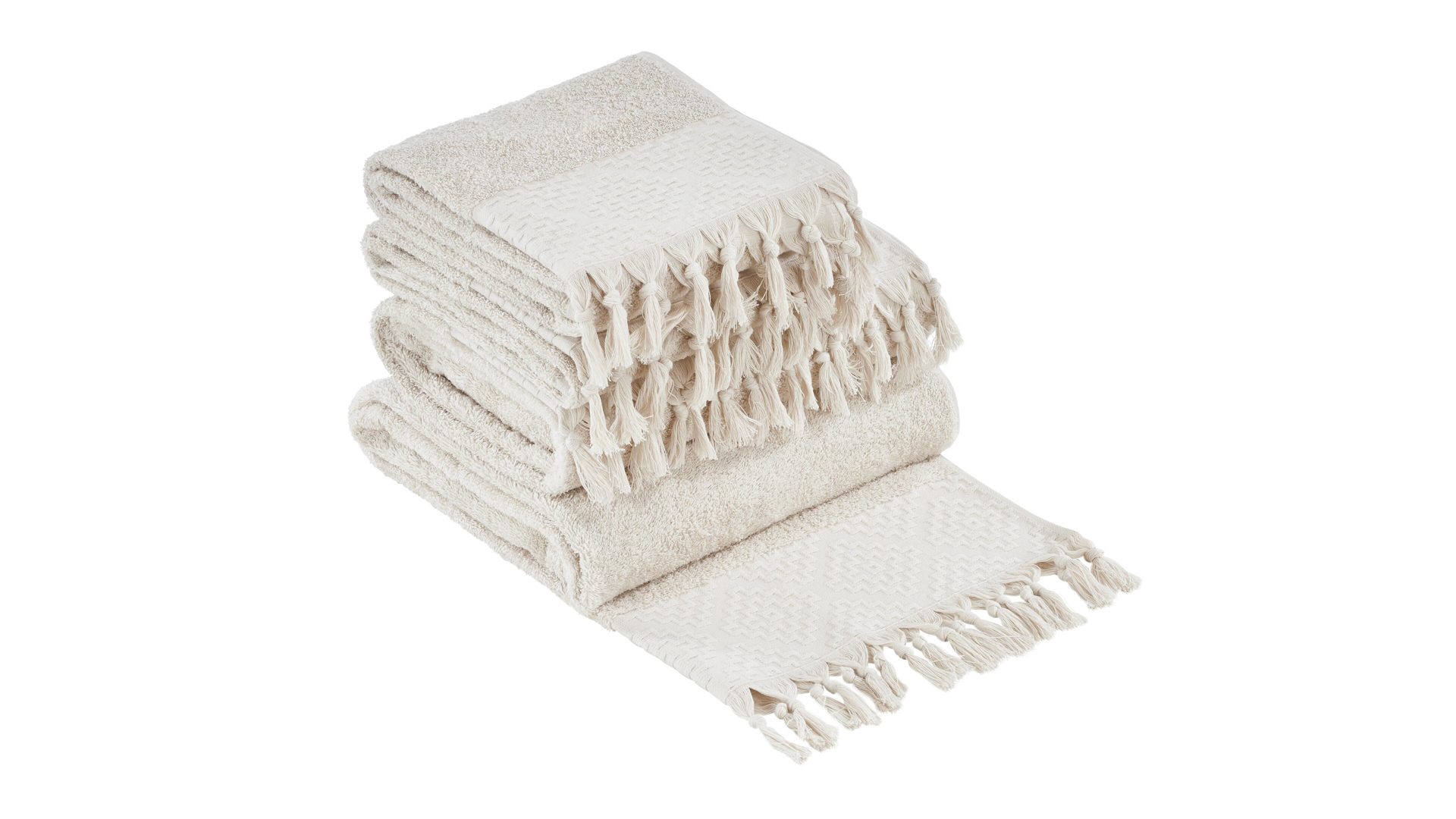 Handtuch-Set Done.® aus Stoff in Beige done.® Handtuch-Set Provence Boheme für Ihre Heimtextilien beige Baumwolle  – vierteilig