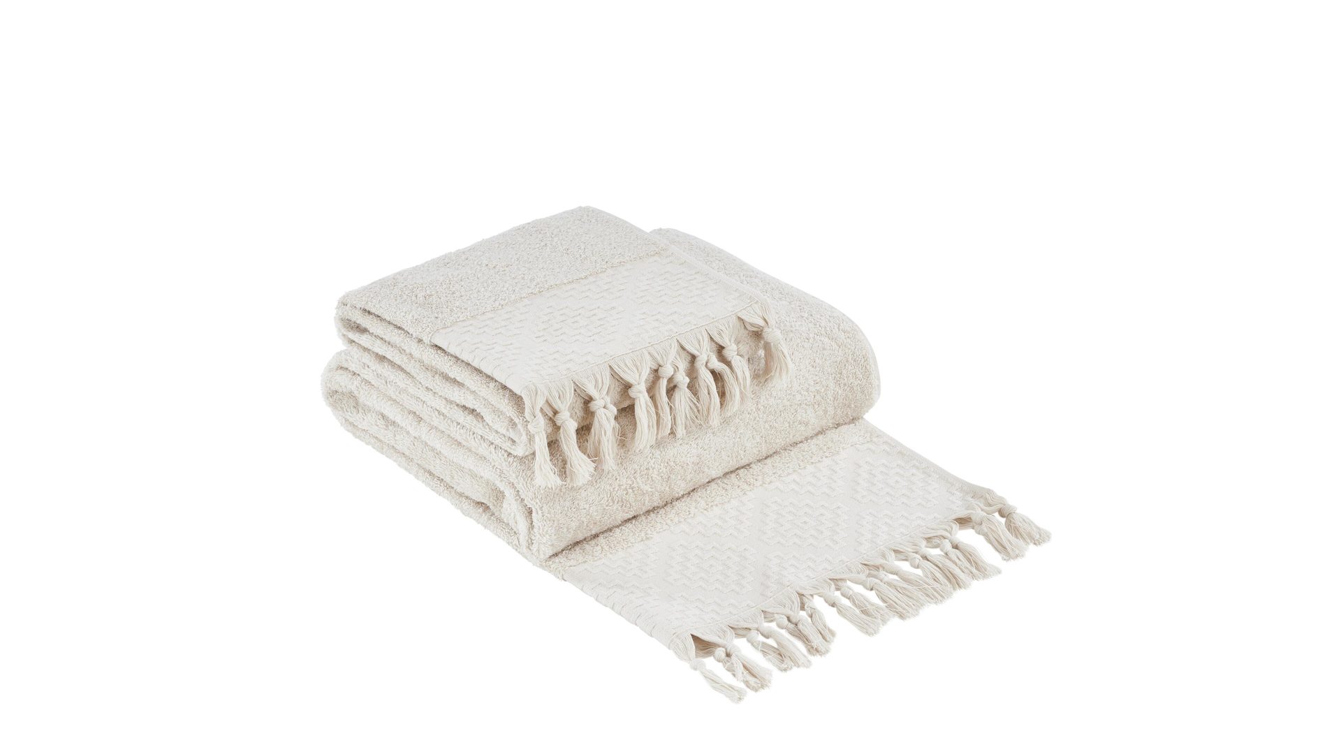 Handtuch-Set Done® be different aus Stoff in Beige DONE® Handtuch-Set Provence Boheme - Heimtextilien beige Baumwolle  – zweiteilig