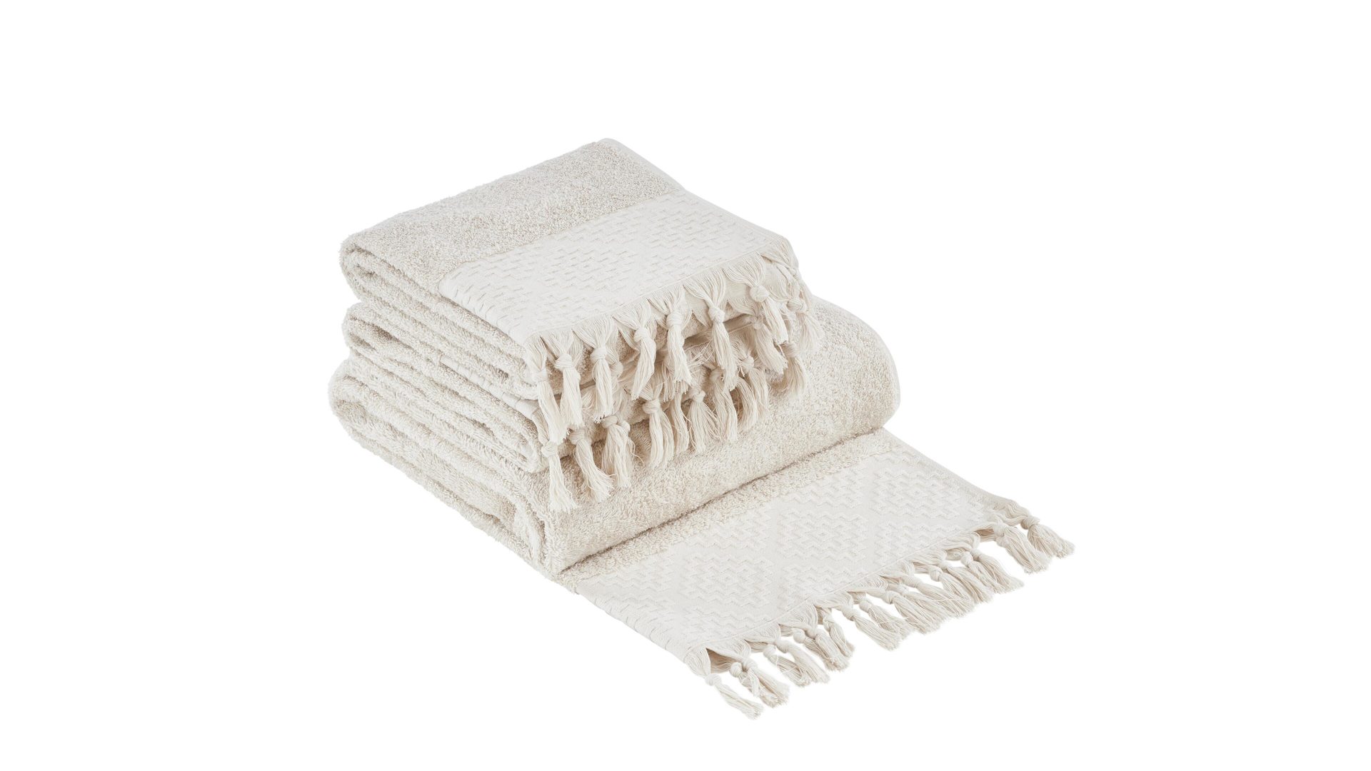 Handtuch-Set Done® by karabel home company aus Stoff in Beige DONE® Handtuch-Set Provence Boheme beige Baumwolle  – dreiteilig