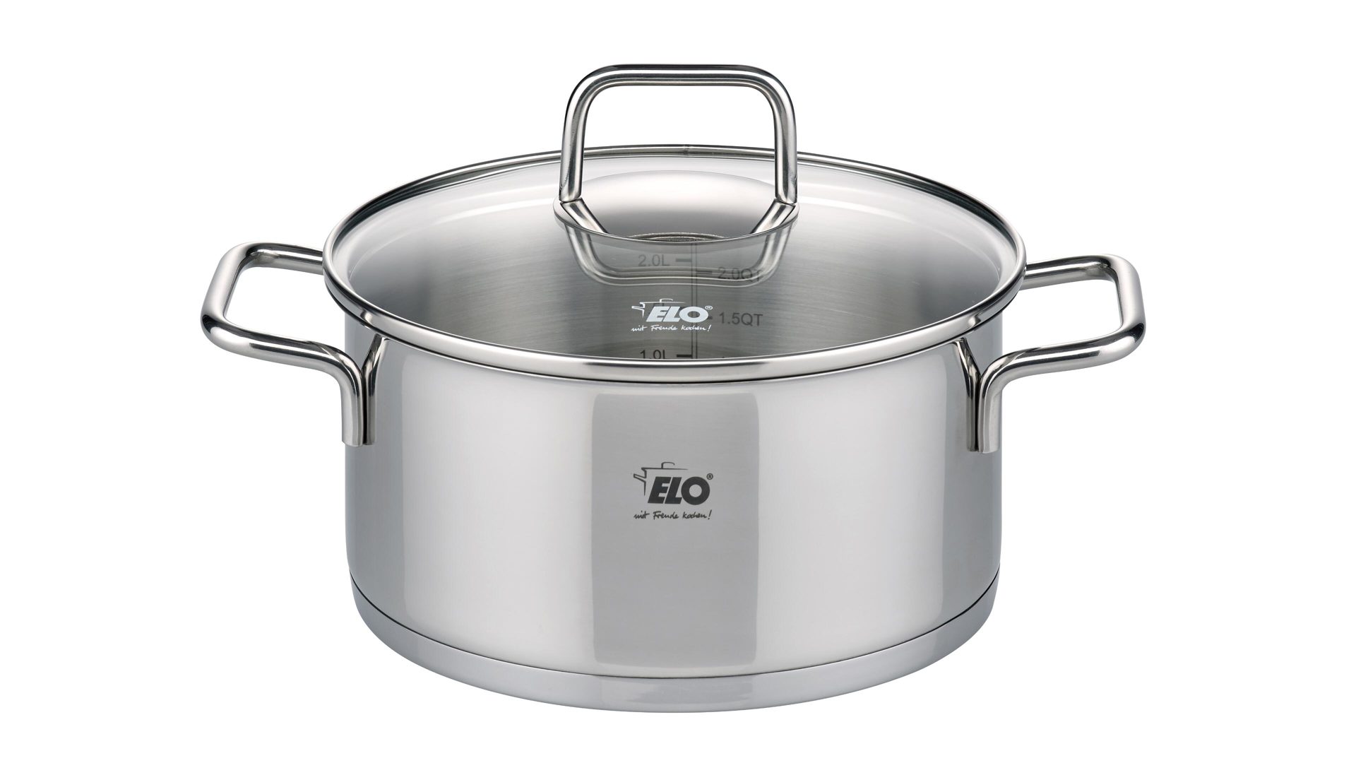Topf Elo aus Metall in Metallfarben ELO® Bratentopf Citrin Edelstahl & Klarglas – Durchmesser ca. 20 cm