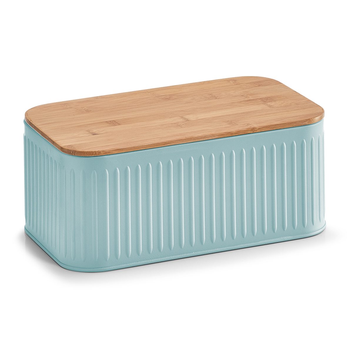 Brotkasten Zeller present aus Metall in Pastell Brotkasten mintfarbenes Metall & Bambusdeckel - ca. 30 x 13 cm