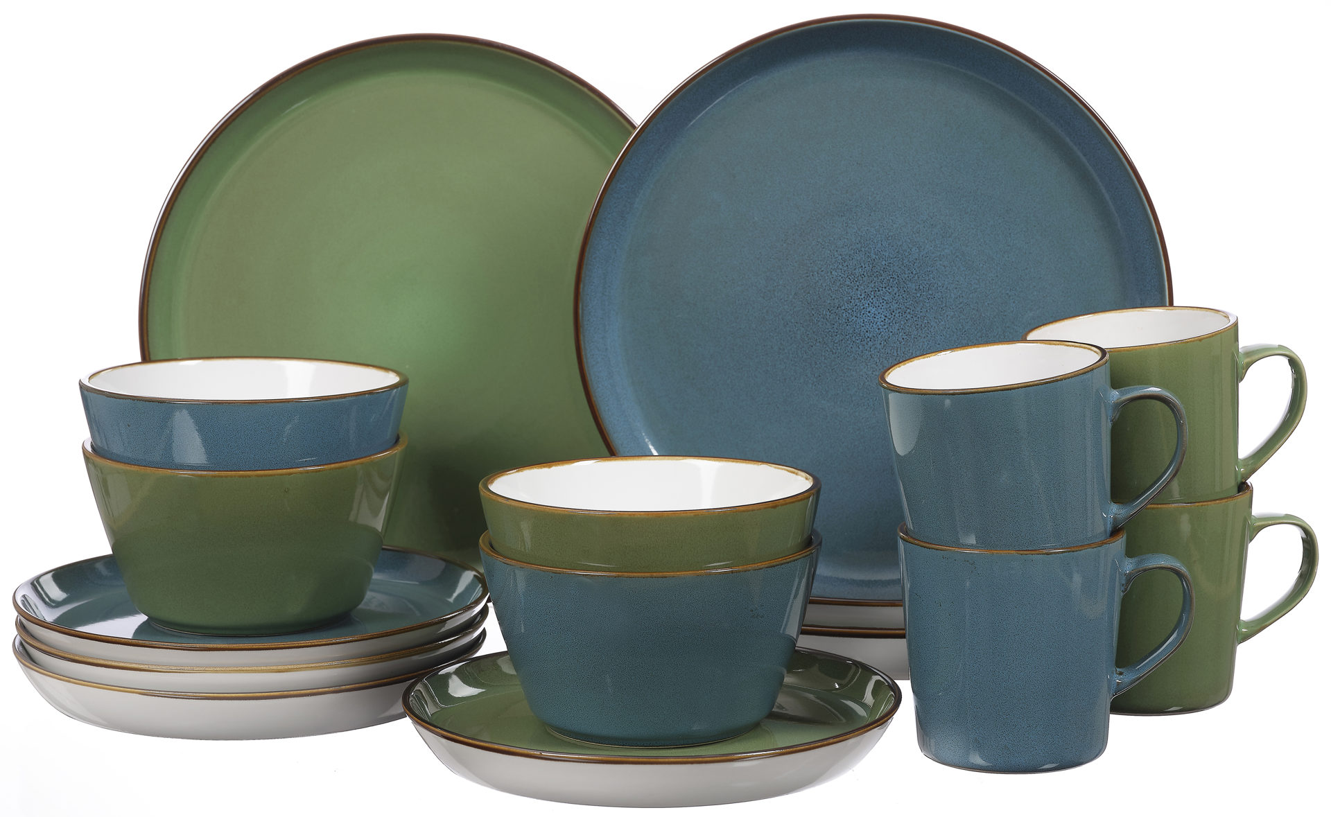 Tafelservice Ritzenhoff & breker aus Keramik in Blau Grün Kombiservice Visby blau, grüne Keramik - 16-teilig, Kombigeschirr