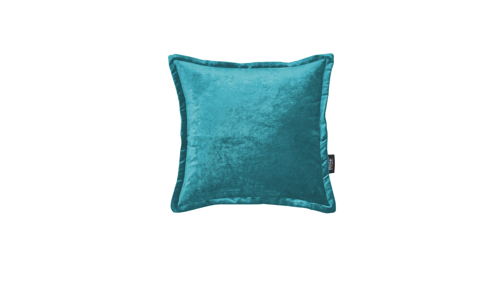 Kissenbezug /-hülle Done.® be different aus Stoff in Blau DONE.® Kissenhülle Cushion Glam aquafarbener Samt - ca. 45 x 45 cm
