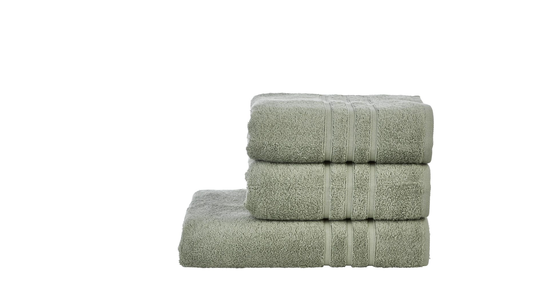 Handtuch-Set Done.® aus Stoff in Dunkelgrün done.® Handtuch-Set Daily Uni khakifarbene Baumwolle – dreiteilig