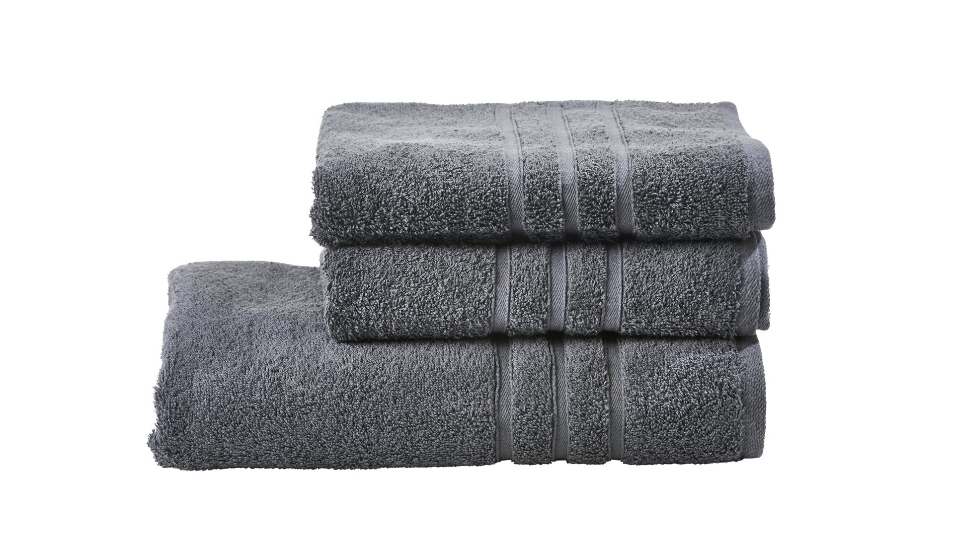 Handtuch-Set Done® be different aus Stoff in Anthrazit DONE® Handtuch-Set Daily Uni anthrazitfarbene Baumwolle – dreiteilig