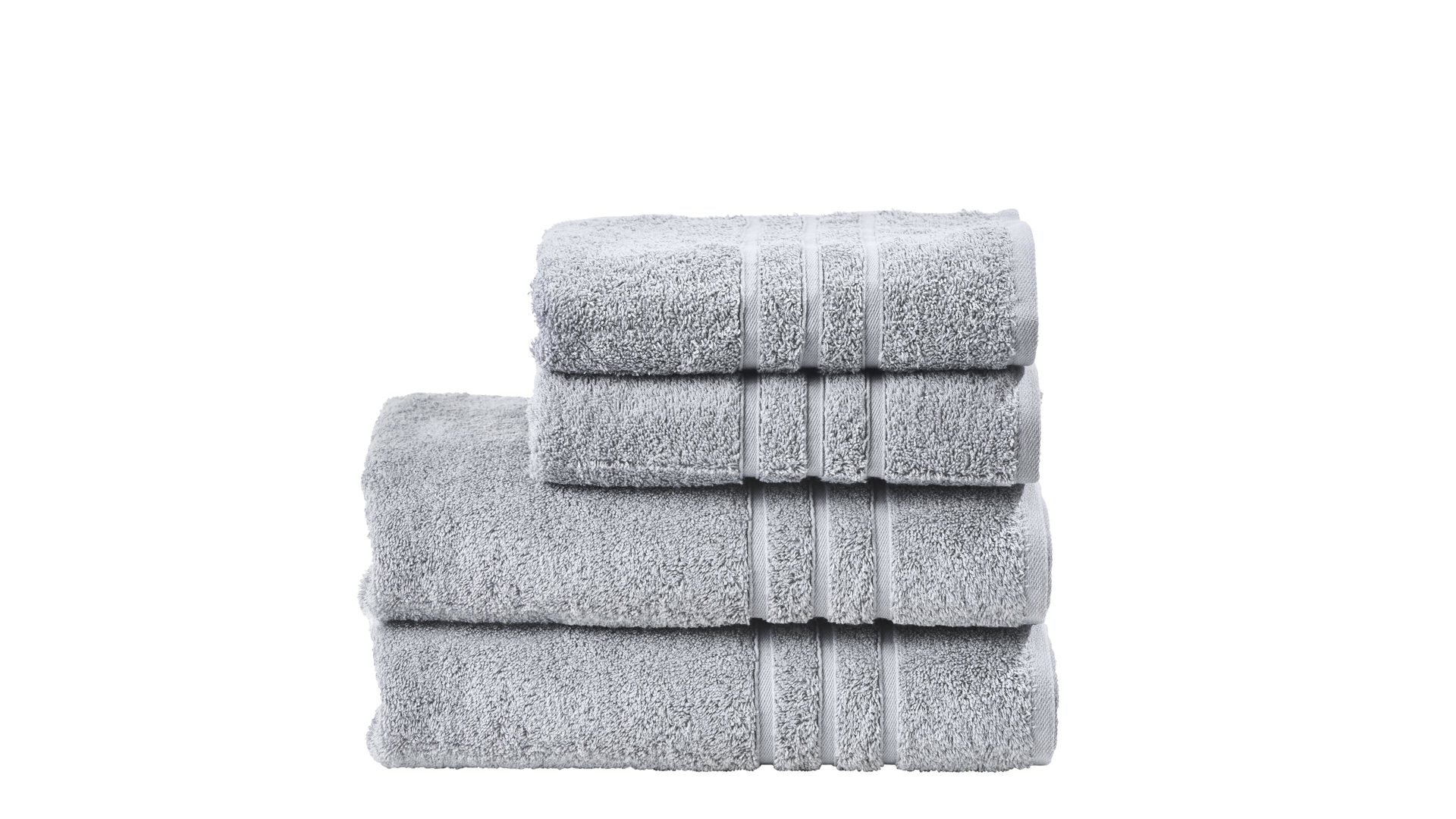 Handtuch-Set Done® be different aus Stoff in Hellgrau DONE® Handtuch-Set Daily Uni silberfarbene Baumwolle – vierteilig