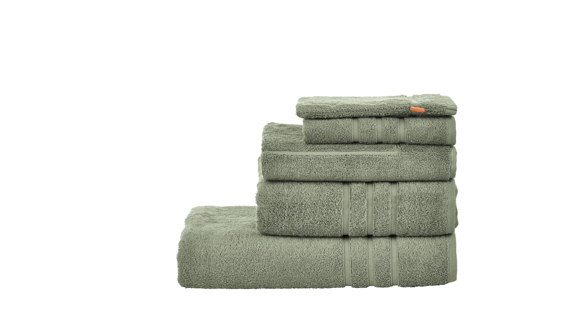 Handtuch-Set Done® be different aus Stoff in Grün Done Handtuch-Set Daily Uni khakifarbene Baumwolle – fünfteilig