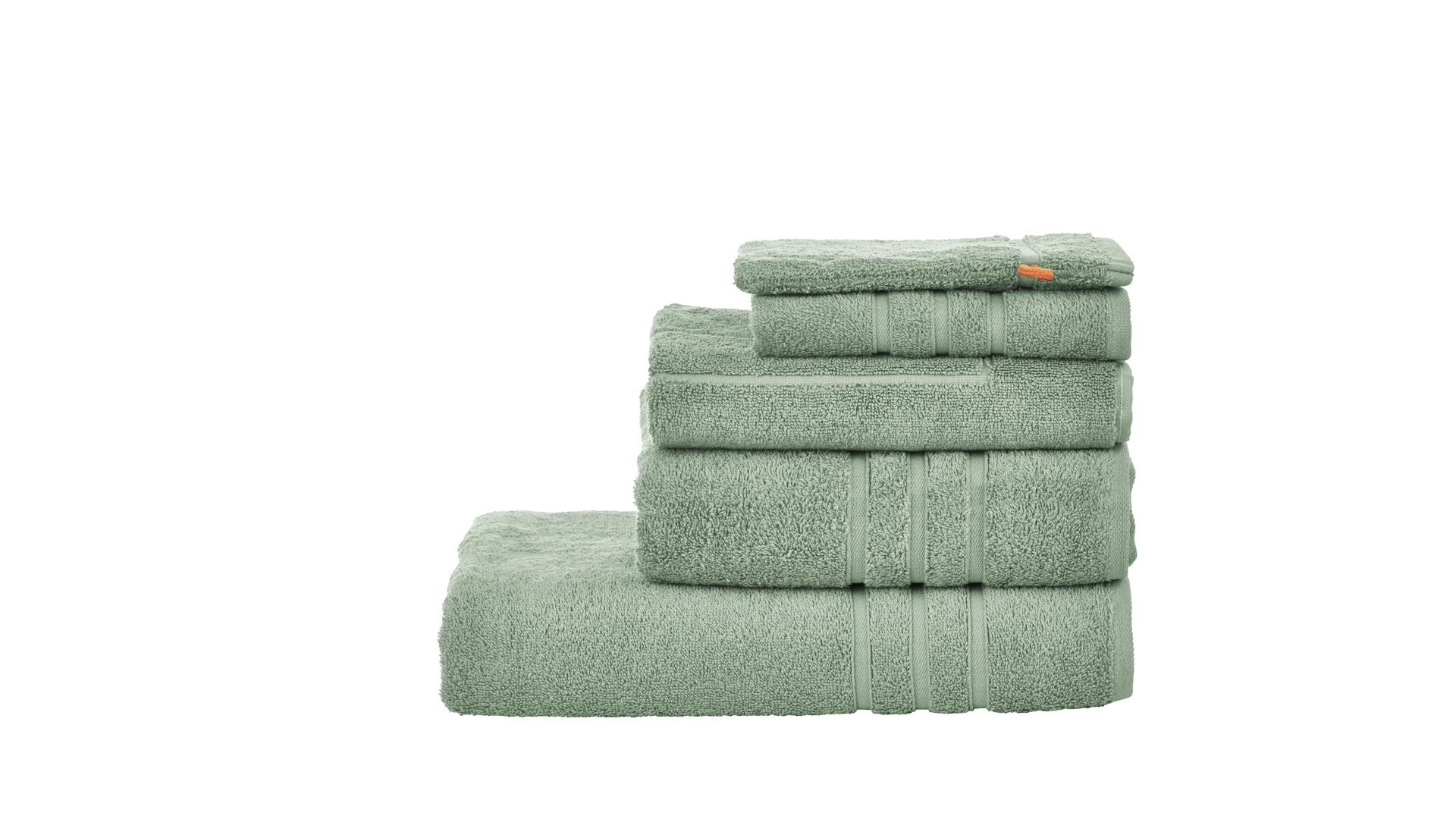 Handtuch-Set Done® be different aus Stoff in Grün DONE® Handtuch-Set Daily Uni eisberggrüne Baumwolle – fünfteilig