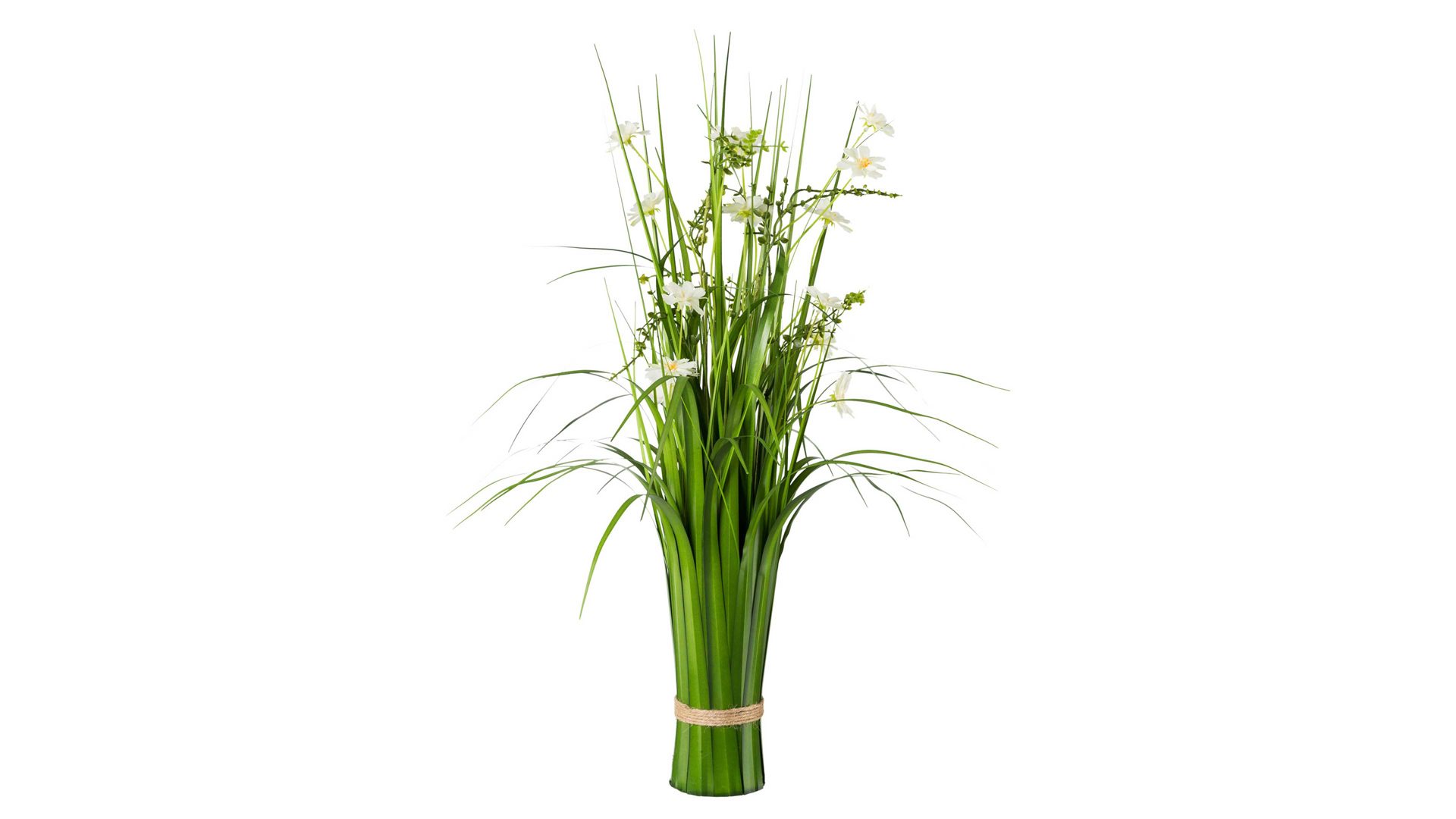 Blume Gasper aus Stoff in Weiß Grasbusch Lars weiße Textil-Cosmeablüten & künstliches Gras – Höhe ca. 44 cm