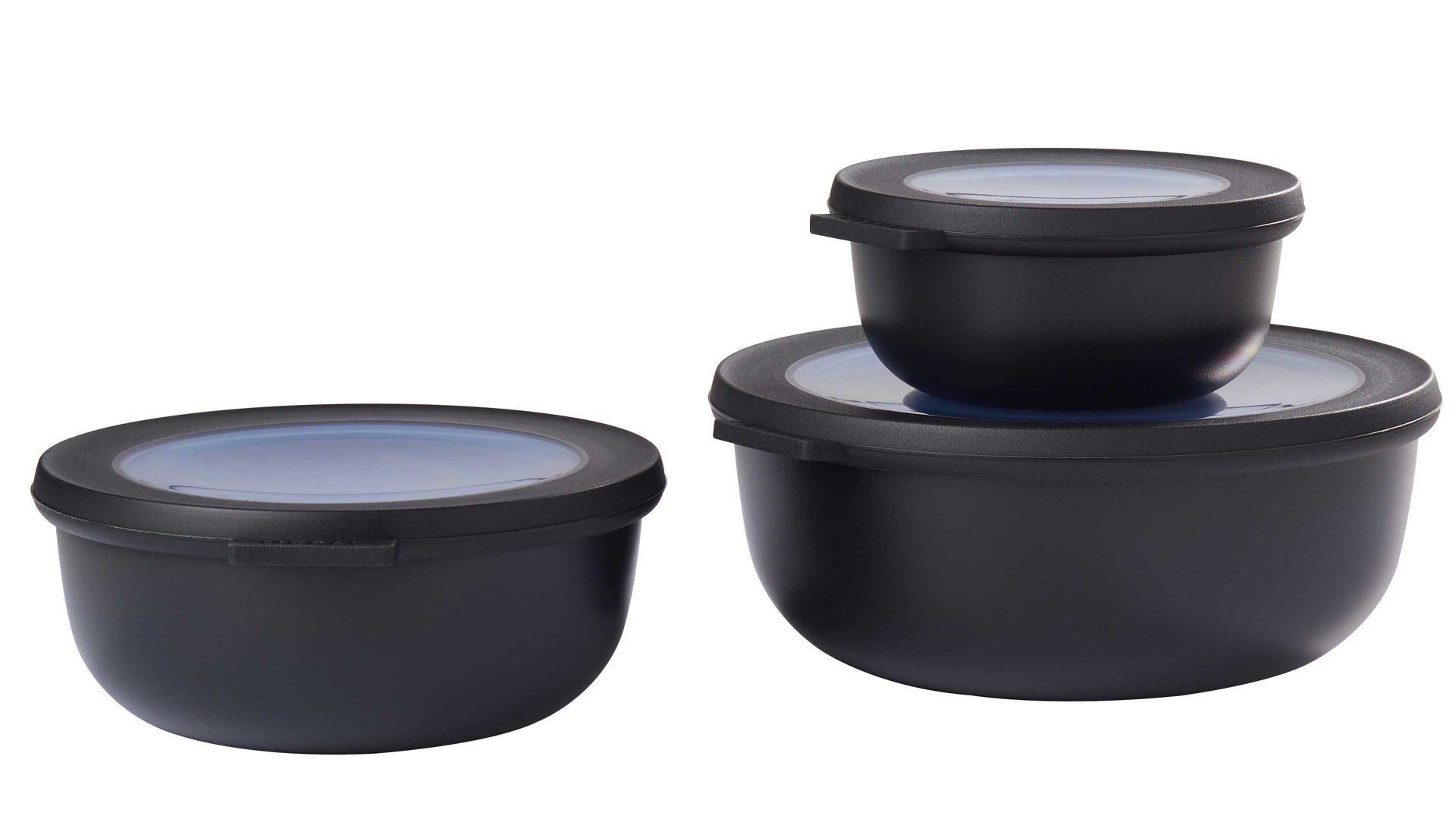 Dose Mepal aus Kunststoff in Schwarz MEPAL Multischüssel-Set Cirqula nordisch schwarzer Kunststoff – dreiteilig, flache Ausführung