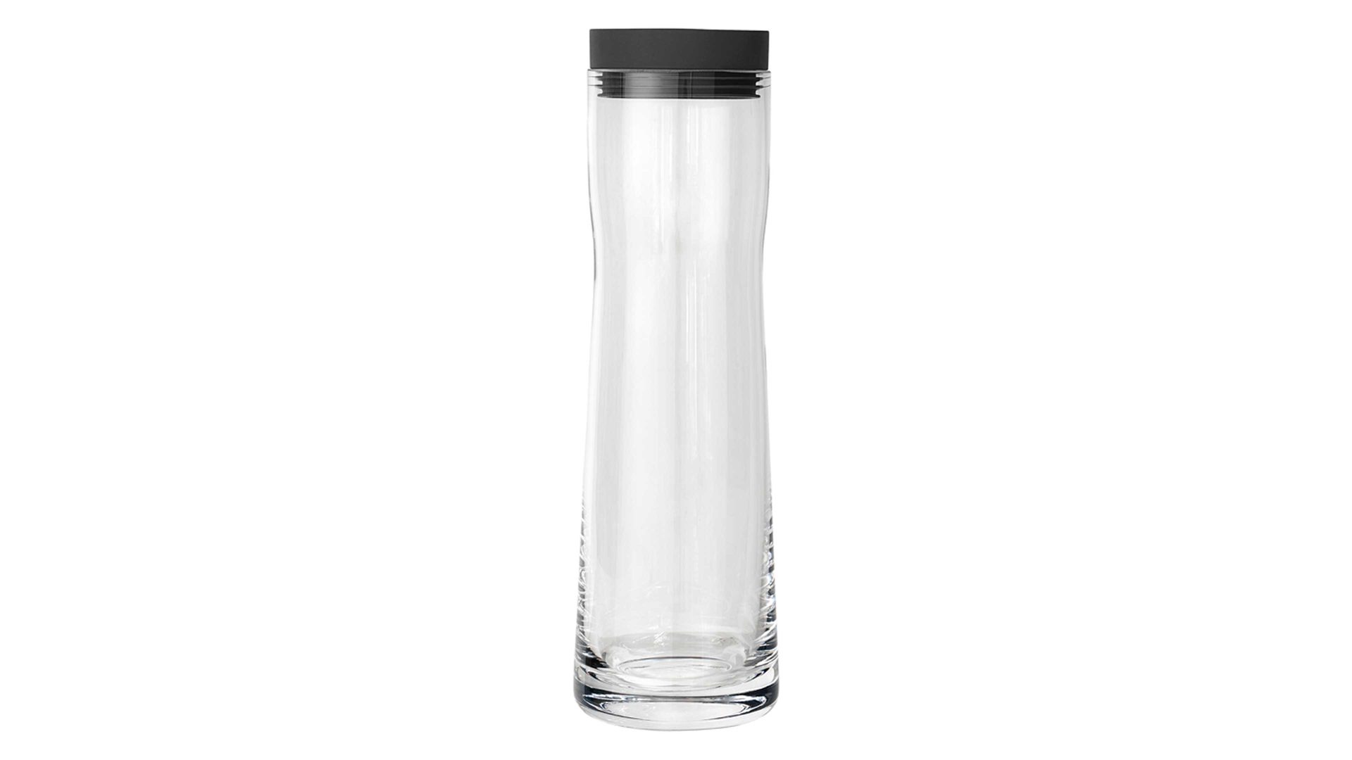 Karaffe Blomus aus Glas in Schwarz blomus Wasserkaraffe Splash dunkelgraues Silikon Magnet, Edelstahl & Klarglas – ca. 1000 ml