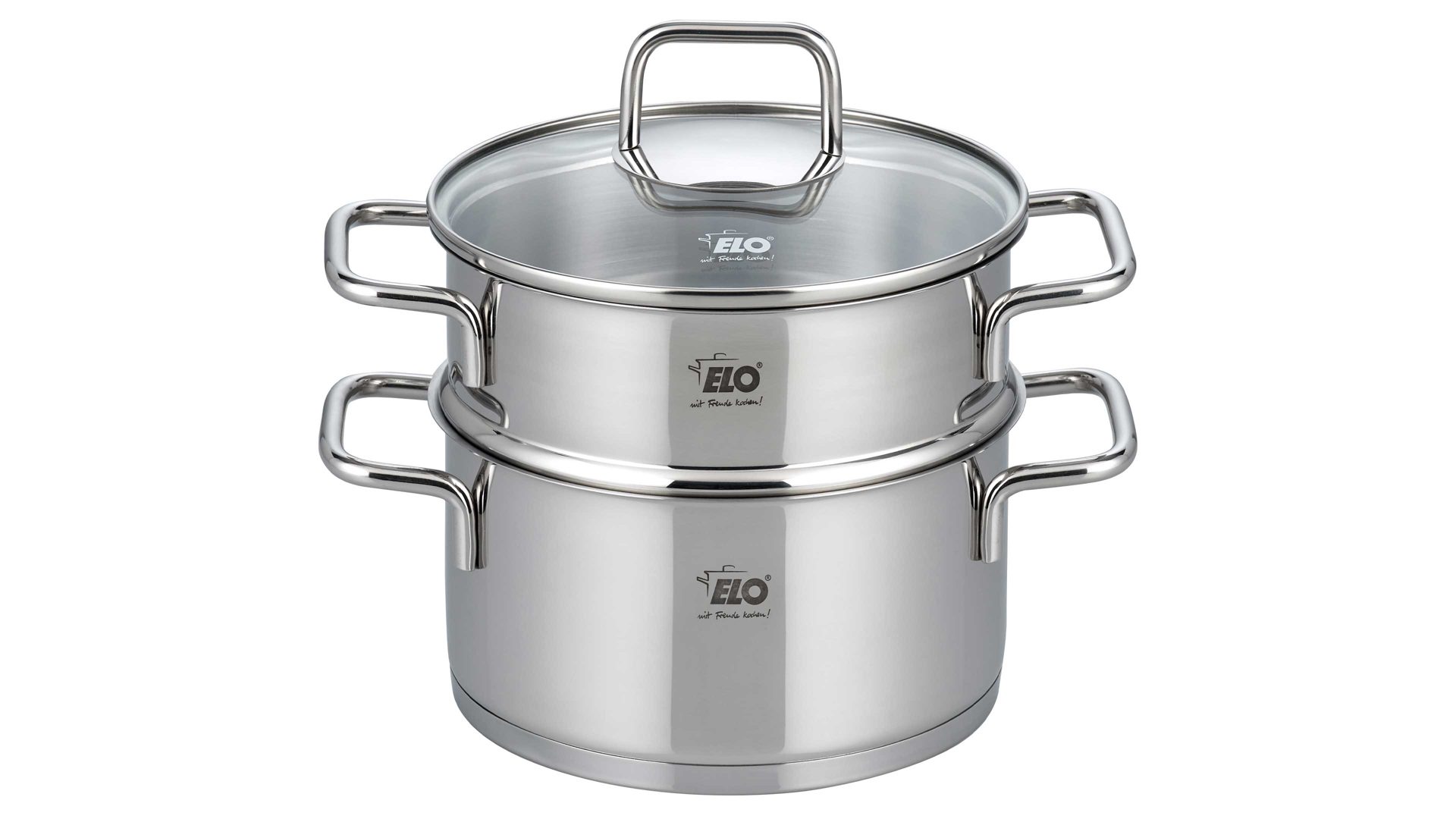 Dampftopf Elo aus Metall in Metallfarben ELO® Bio-Dünster Citrin Edelstahl – dreiteilig