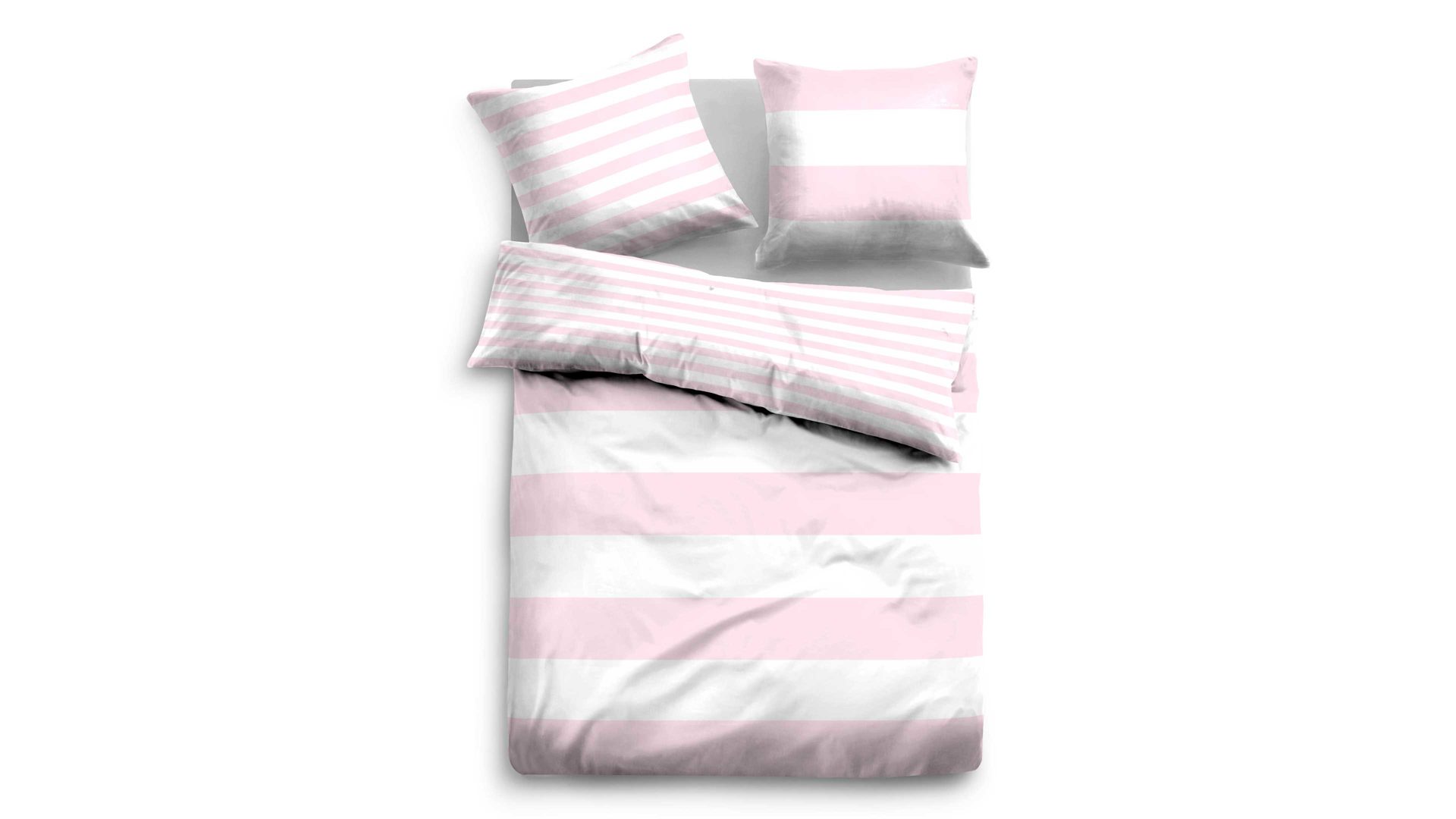Bettwäsche-Set Biberna aus Stoff in Pastellfarben TOM TAILOR Linon-Bettwäsche Sportlicher Streifen rosefarbene & weiße Streifen – ca. 200 x 200 cm