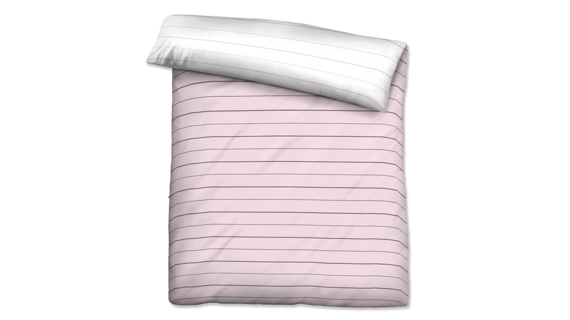 Bettbezug Biberna aus Stoff in Pastellfarben biberna Mako-Satin Bettdeckenbezug Streifen Mix & Match rosefarbene & sturmgraue Streifen – ca. 155 x 200 cm