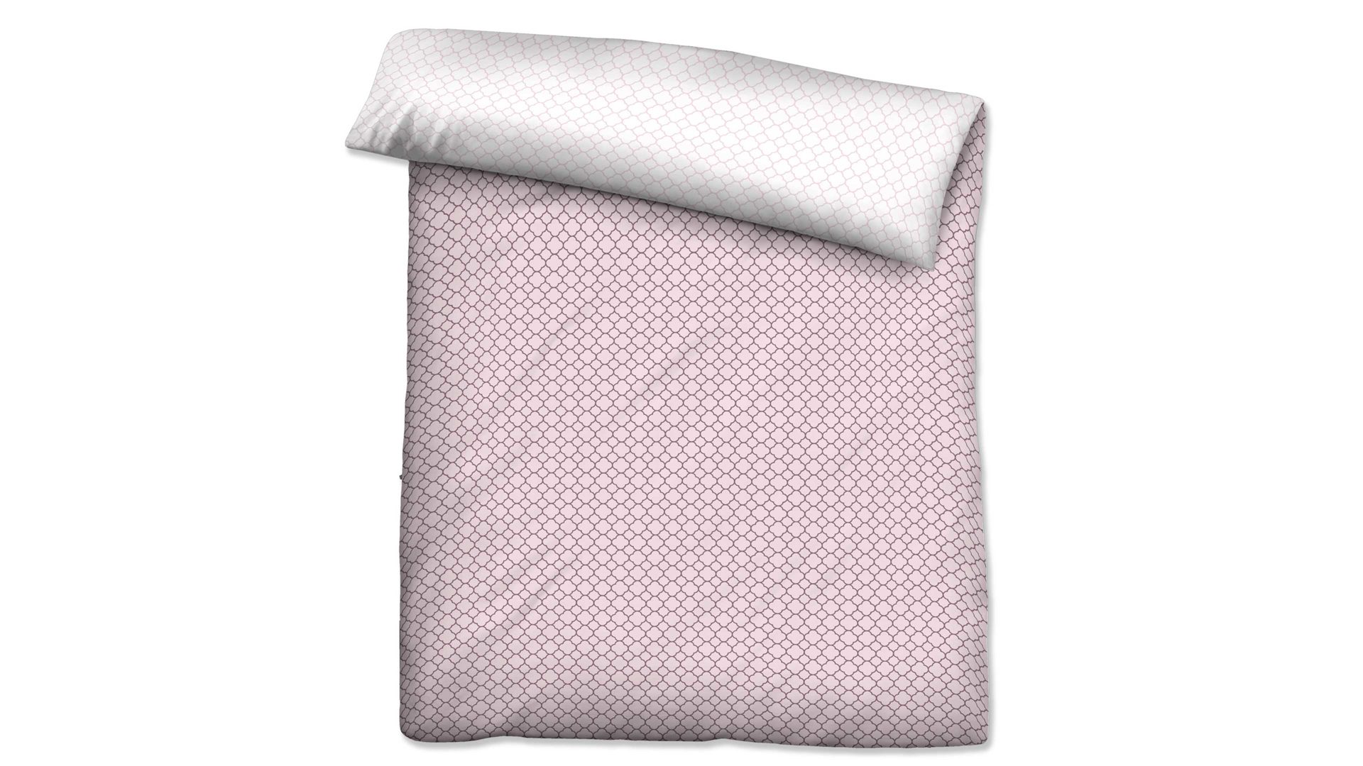 Bettbezug Biberna aus Stoff in Pastell biberna Mako-Satin Bettdeckenbezug Grafik Mix & Match rosefarbenes & weißes Grafikmuster – ca. 155 x 200 cm