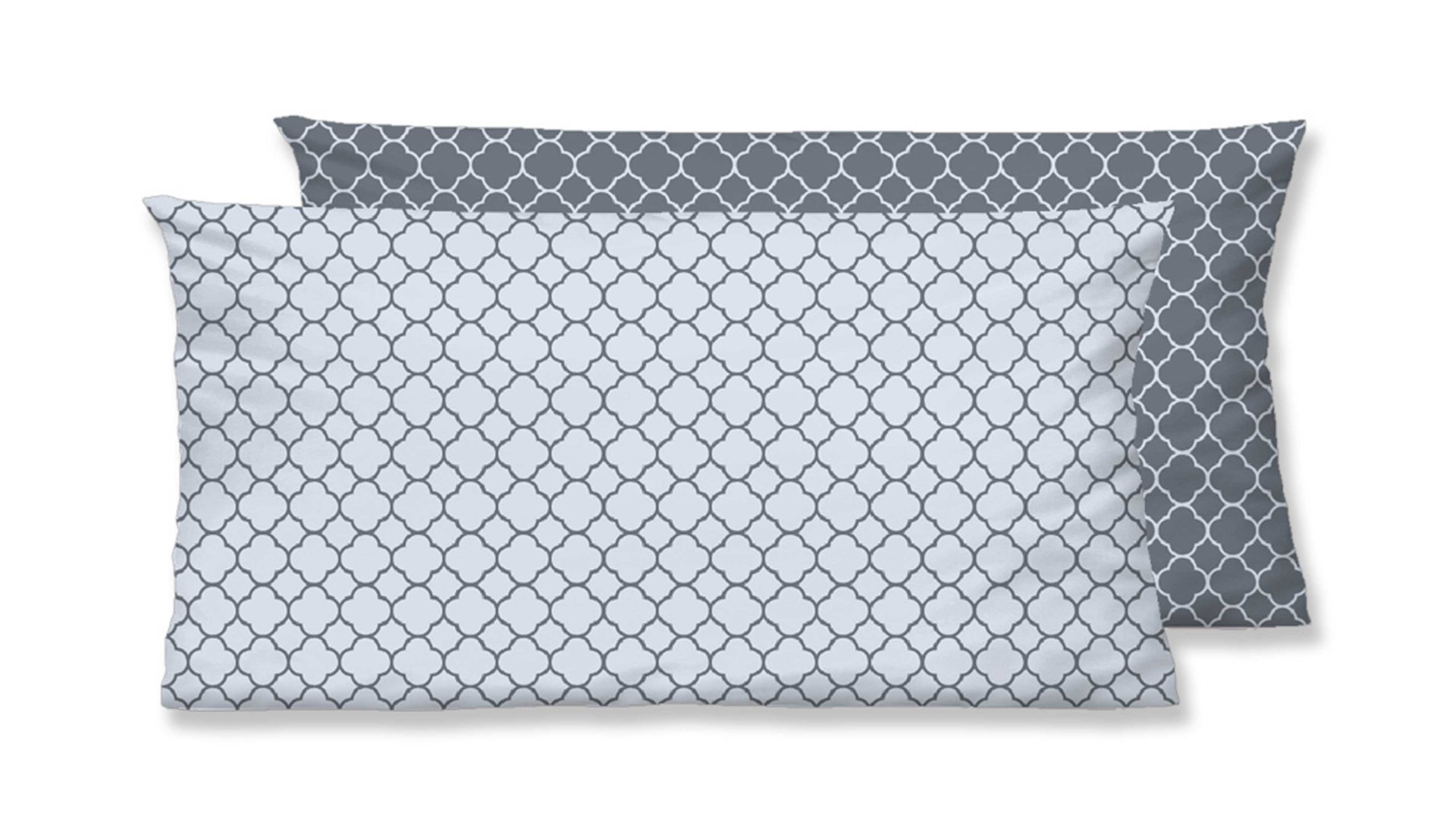 Kissenbezug /-hülle Biberna® schmänk aus Stoff in Blau biberna® Mako-Satin Kissenbezug Grafik Mix & Match rauch- & graublaues Grafikmuster – ca. 40 x 80 cm