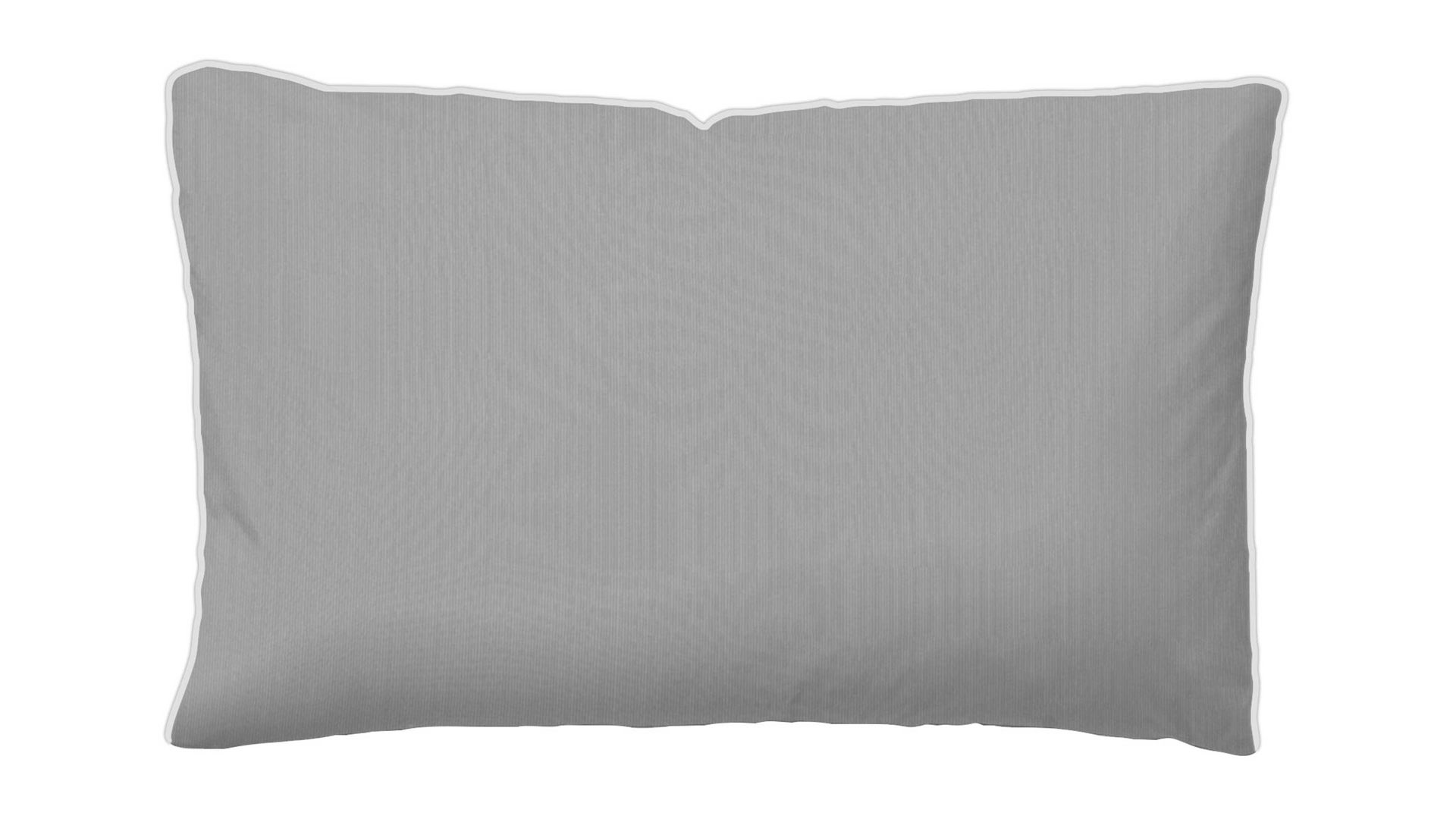 Kissenbezug /-hülle Biberna schmänk aus Stoff in Grau TOM TAILOR Satin-Kopfkissenbezug Zarte Streifen hell- & dunkelgraues Uni – ca. 40 x 80 cm