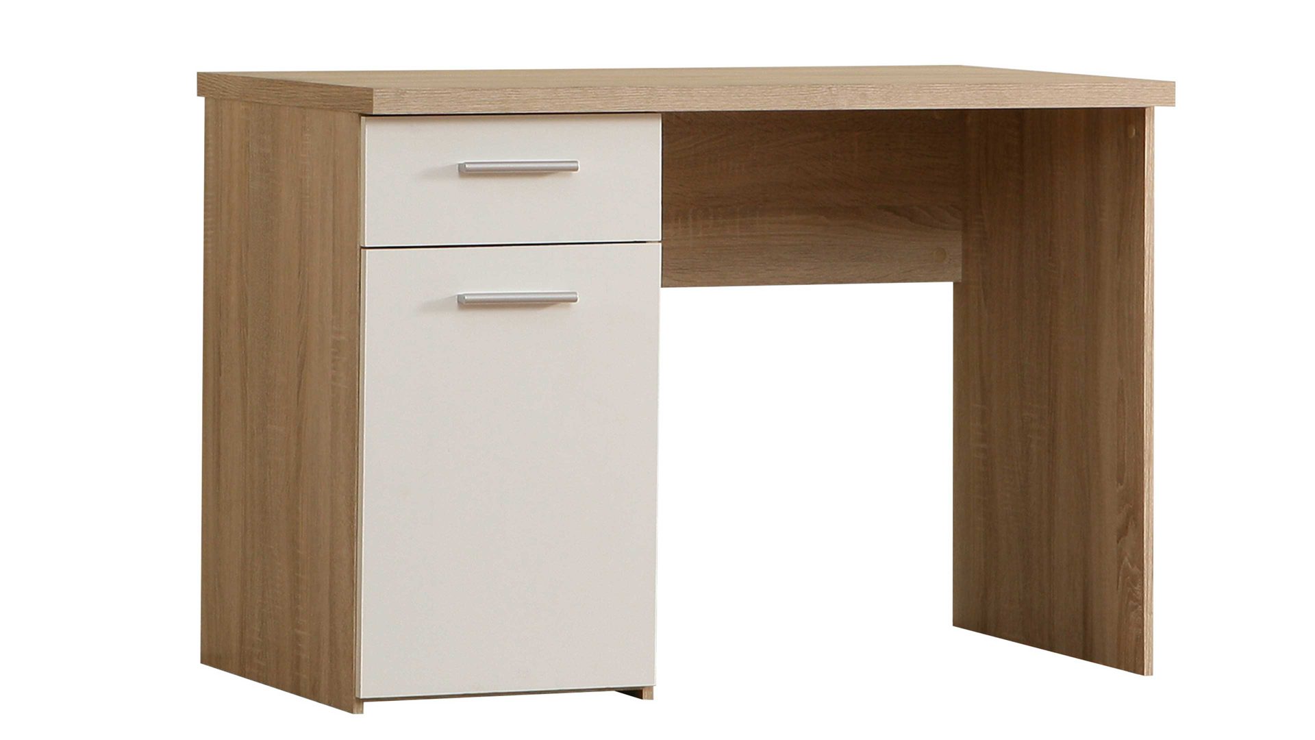 Schreibtisch Forte aus Holz in Holzfarben Schreibtisch Winnie Sonoma Eiche & Weiß – eine Tür, eine Schublade