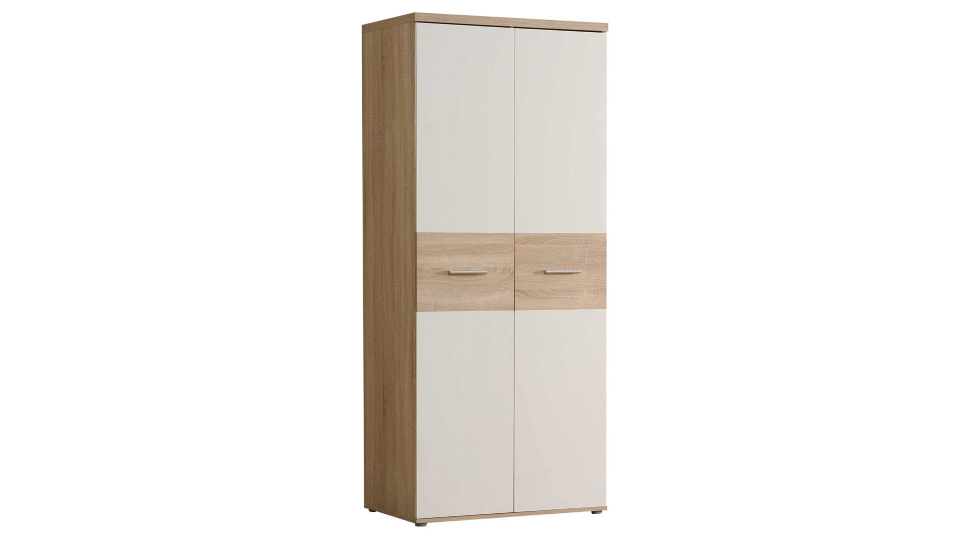 Kleiderschrank Forte® aus Holz in Holzfarben Kleiderschrank Sonoma eichefarbene & weiße Kunststoffoberflächen – zwei Türen