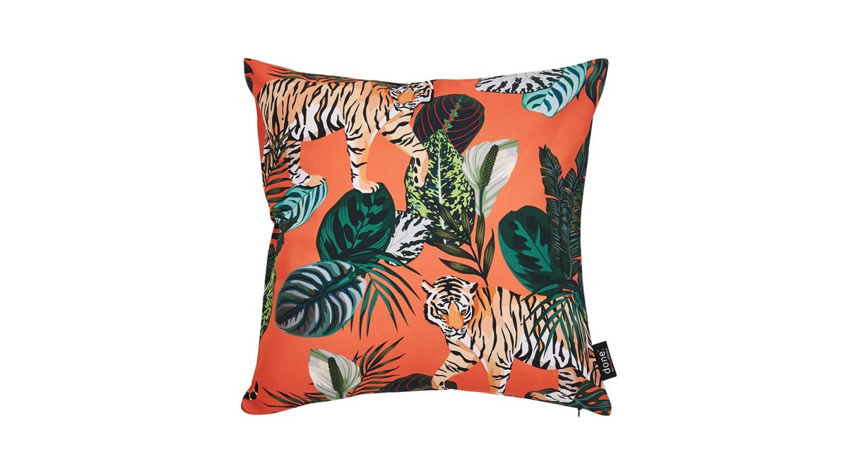 Kissenbezug /-hülle Done.® aus Stoff in Mehrfarbig done.® Kissehülle Cushion Panama Print Dessin Tiger – ca. 45 x 45 cm