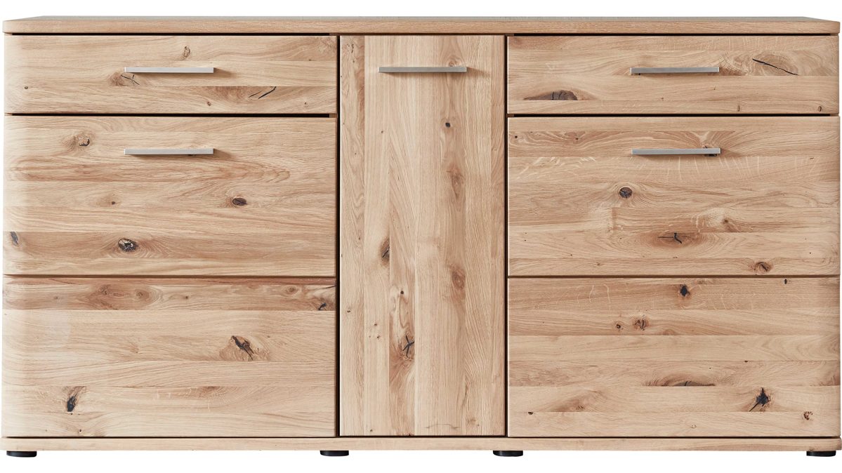 Sideboard Mca direkt aus Holz in Holzfarben Wohnprogramm Santori - Sideboard Eiche & Asteiche – drei Türen, zwei Schubladen