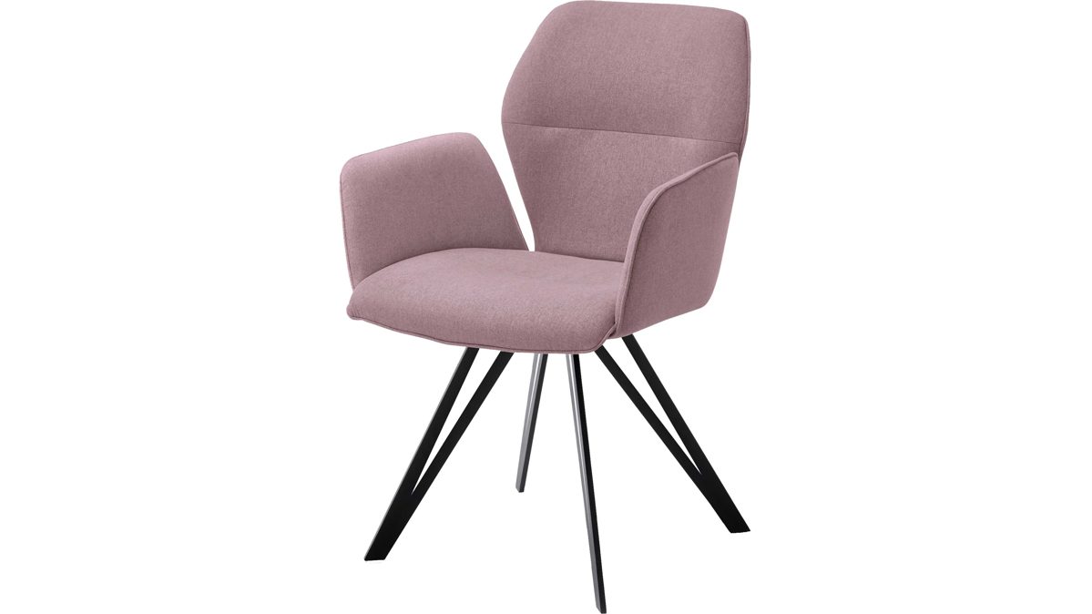 Vierfußstuhl Niehoff sitzmoebel aus Stoff in Lila NIEHOFF SITZMÖBEL Armlehnstuhl Merlot Rückholfunktion - auberginefarbener Webstoff Venice 852 & schwarzes Eisen