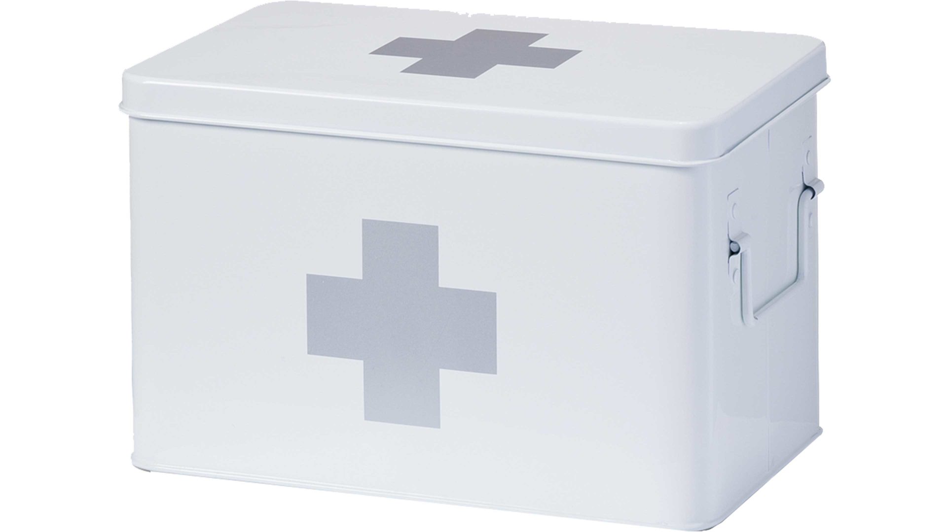 Ordnungsbox Zeller present aus Metall in Weiß Metall-Medizinbox weißes Metall - ca. 20 x 20 cm