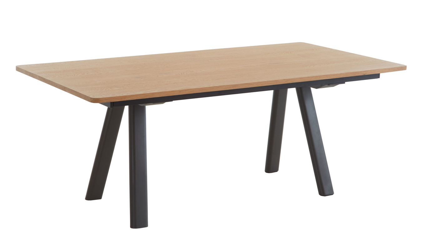 Auszugtisch WOODS & TRENDS aus Holz in Holzfarben WOODS & TRENDS Esszimmer Serie Zade - Auszugtisch Eiche & Schwarz -  ca. 200 - 280 x 100 cm