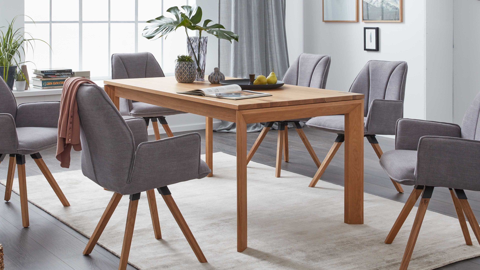 Auszugtisch Interliving aus Holz in Holzfarben Interliving Esszimmer Serie 5102 – Auszugtisch Charakter-Eiche – ca. 160-260 x 90 cm