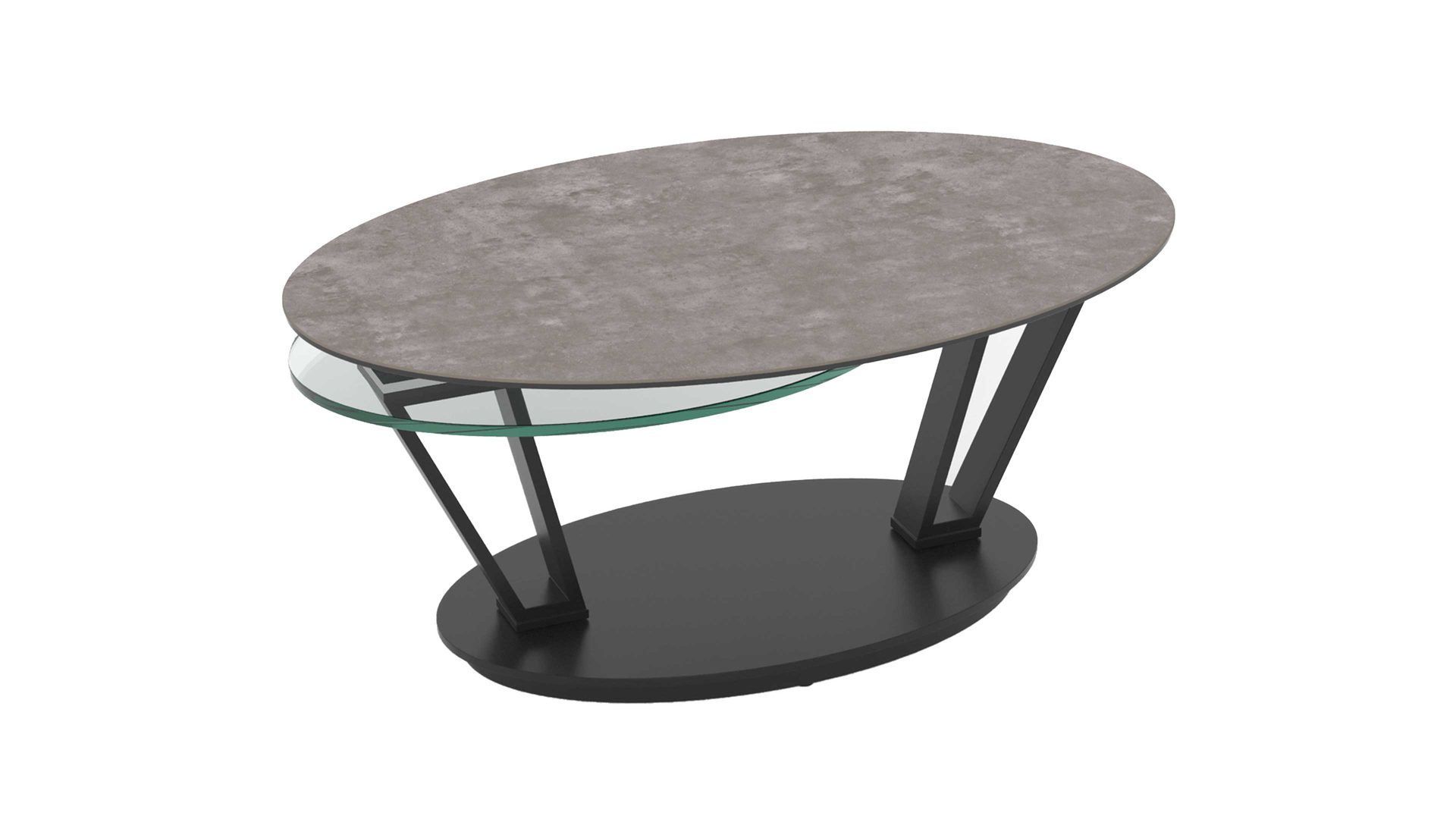 Couchtisch Interliving aus Keramik in Dunkelgrau Interliving Couchtisch Serie 6207 - CT638AR zementgraue Keramik & schwarzer Stahl - ca. 95 x 60 cm