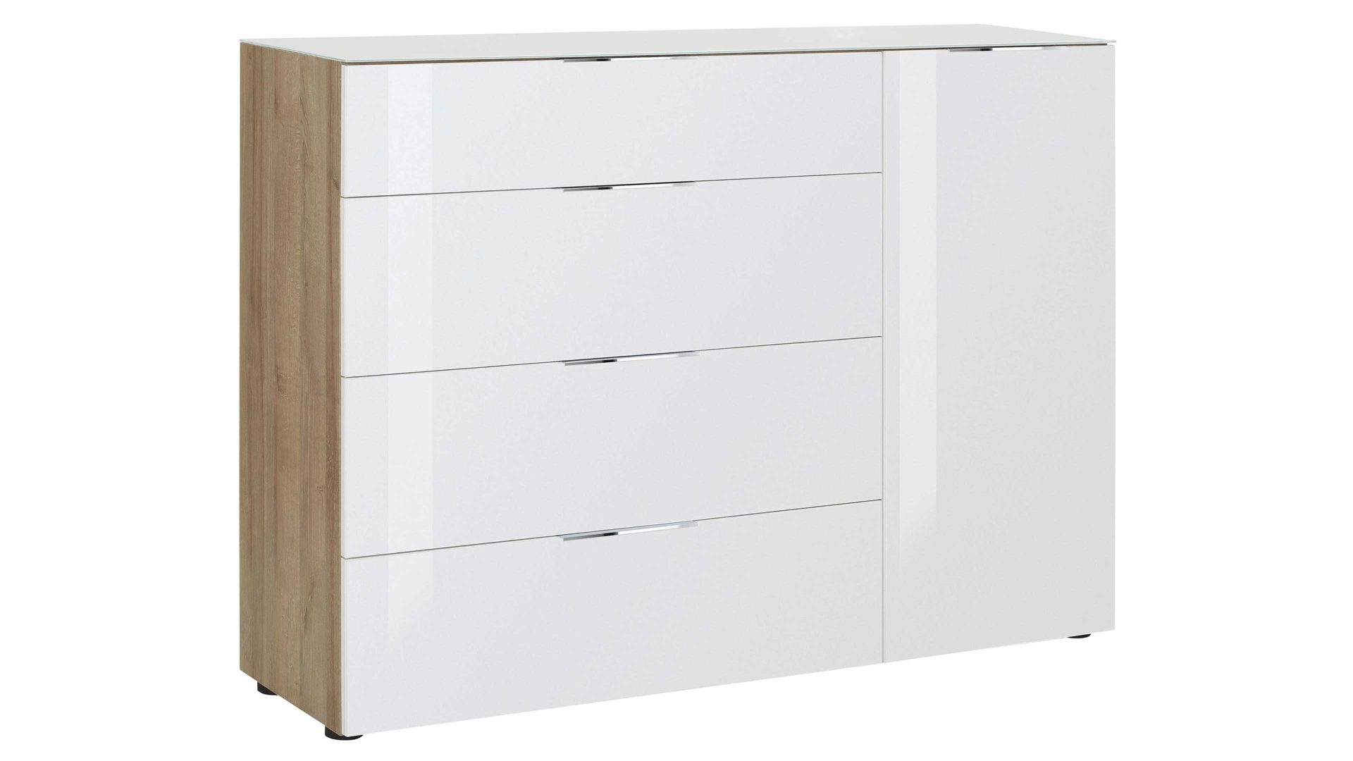 Kombikommode Maja möbel aus Holz in Holzfarben MAJA MÖBEL Kombikommode Trend, auch als Garderobenmöbel einsetzbar Rivieria Eiche & Weiß – eine Tür, vier Schubladen