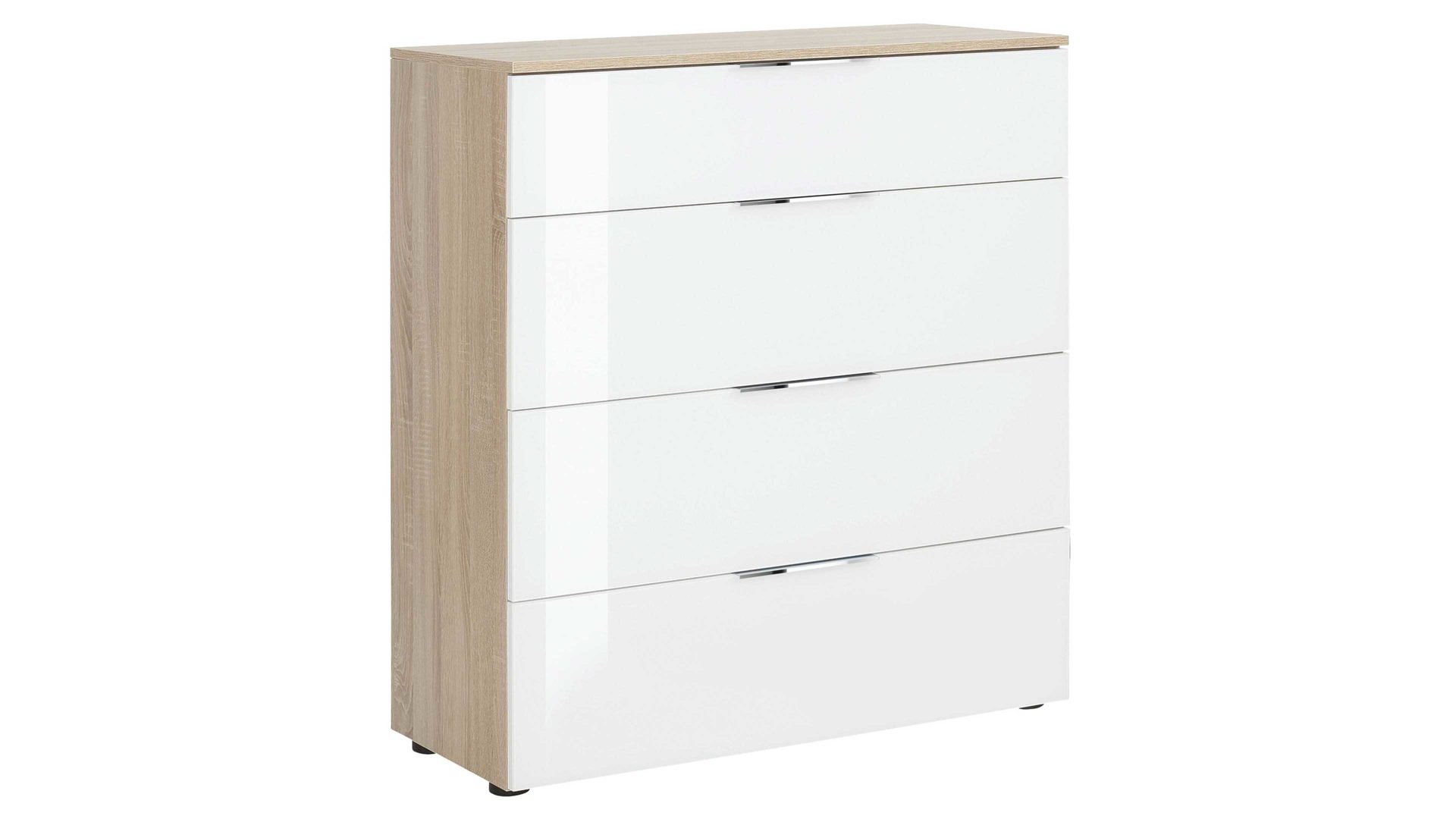 Schubladenkommode Maja möbel aus Holz in Holzfarben Hell MAJA MÖBEL Schubladenkommode bzw. Schrank Trend Sonoma Eiche & Weiß – vier Schubladen